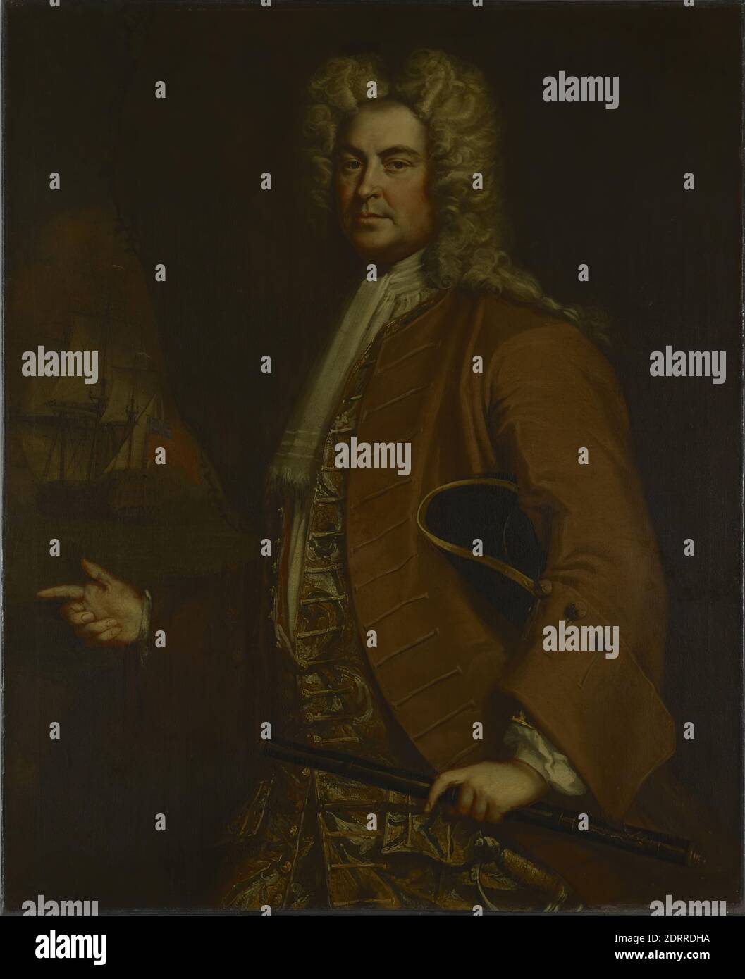 Objet : Commodore Edward Tyng, britannique, 1683–1755, Commodore Edward Tyng (1683-1755) (anciennement attribué à John Smithbert), 18e siècle, huile sur toile, 49 3/4 × 40 3/8 po. (126.4 × 102.6 cm), à la vue, américain, XVIIIe siècle, peintures Banque D'Images