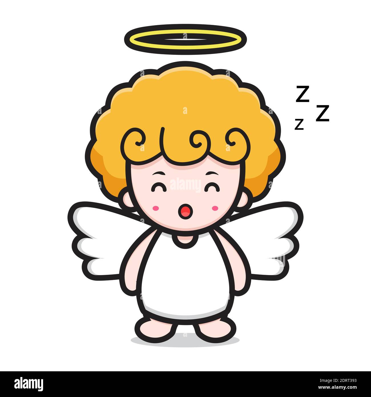 personnage de dessin animé d'ange mignon dormant Banque D'Images