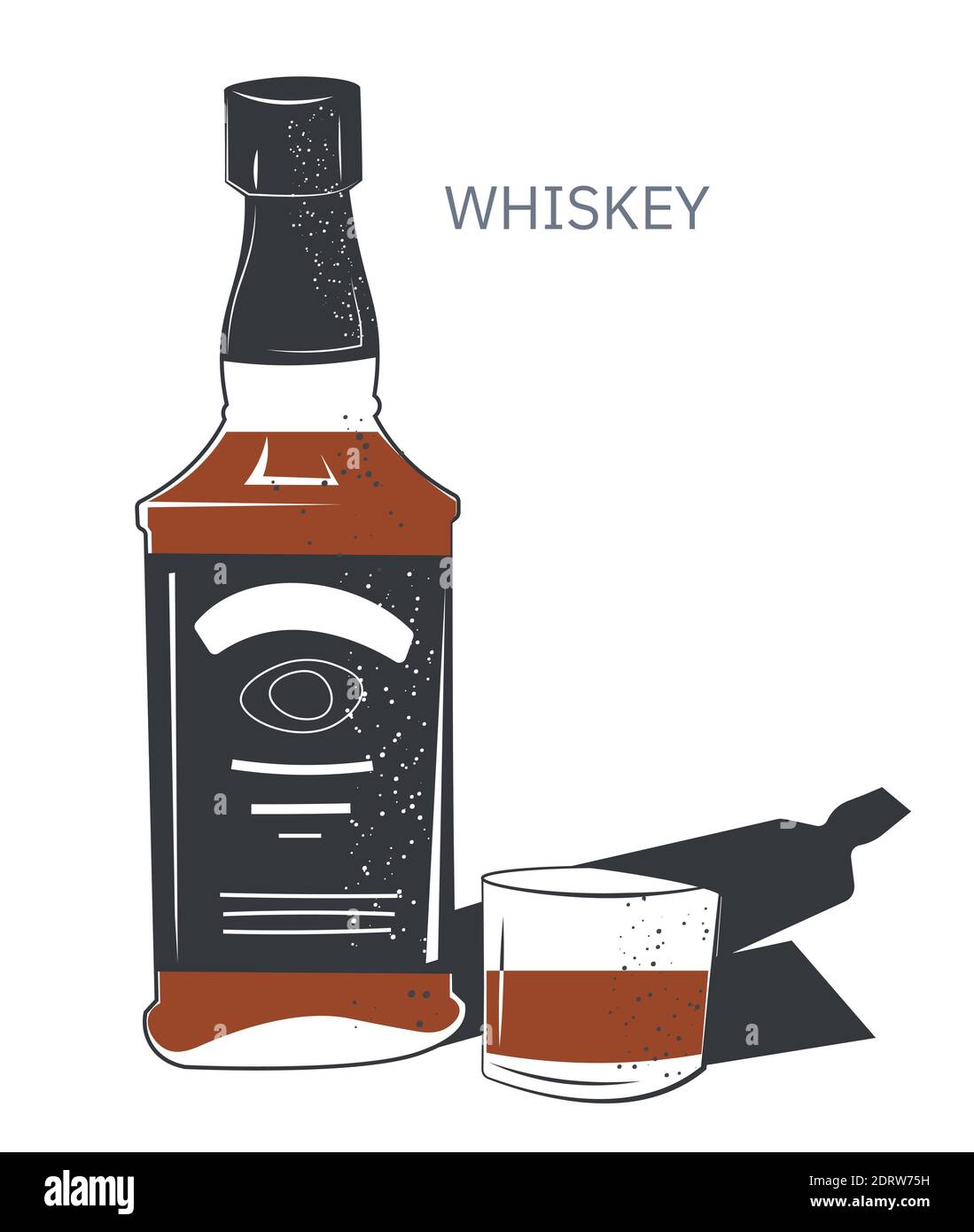 Boisson alcoolisée au whisky en bouteille et en verre Illustration de Vecteur