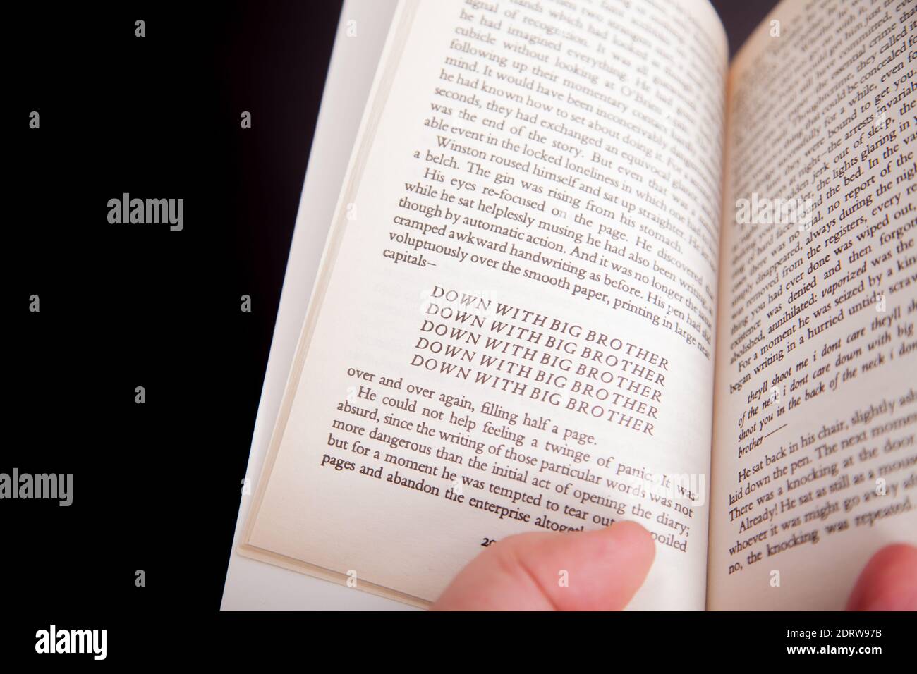 Nineteen Eighty Four 1984 De George Orwell Citation De Duwn With Big Brother Dans La Page De Livre De Poche Ouverte Penguin Books Edition 19 Photo Stock Alamy