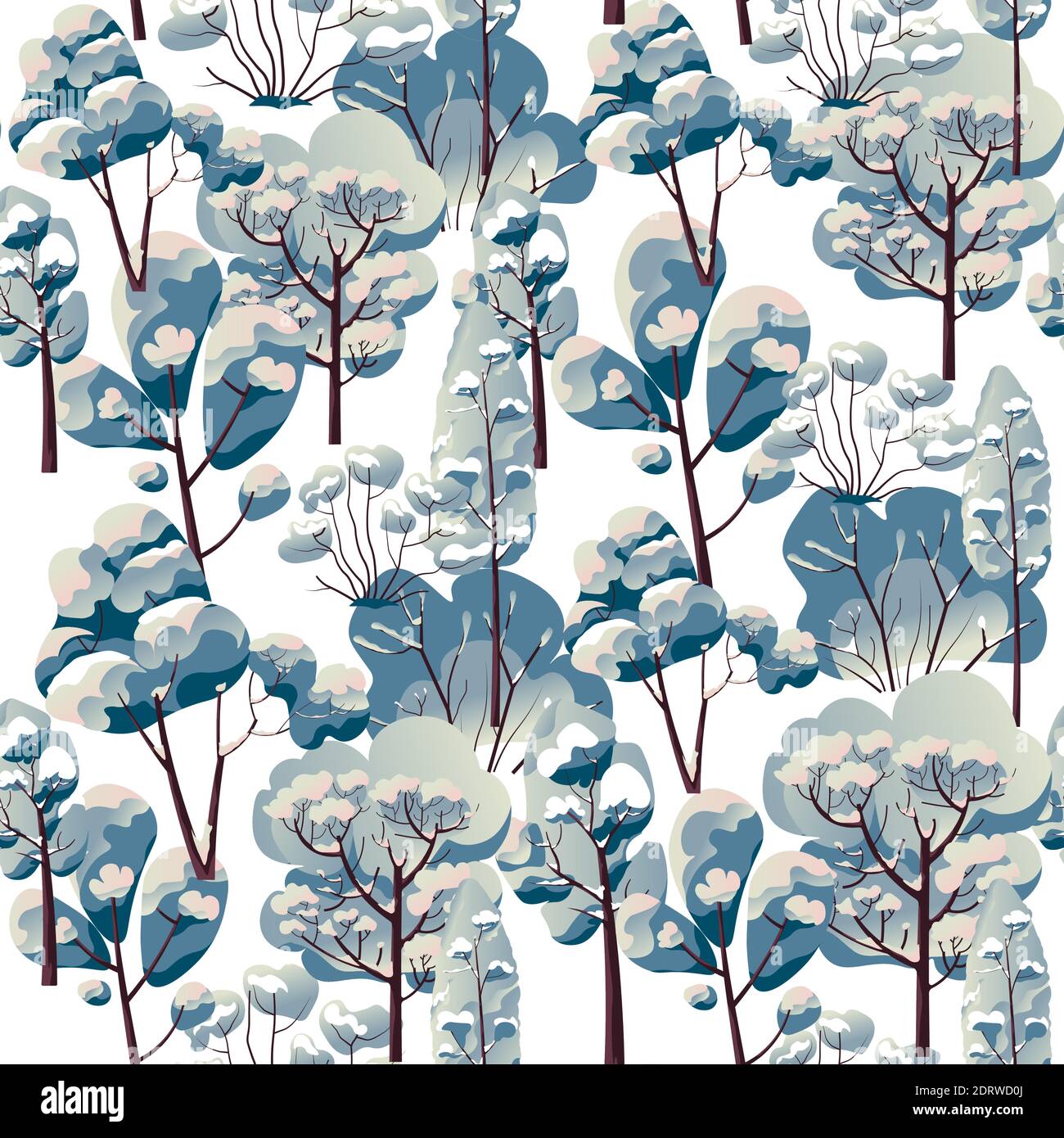 Paysage d'hiver avec motif de branches d'arbres enneigés Illustration de Vecteur