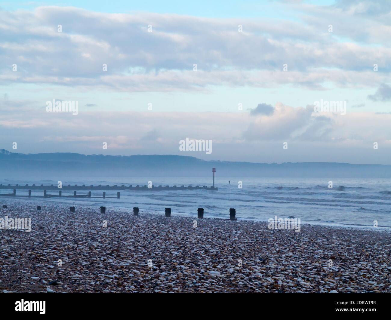 Vue d'hiver sur la plage de Bridlington, une station balnéaire populaire resort dans l'est de la circonscription de Yorkshire Angleterre Royaume-Uni/ Banque D'Images