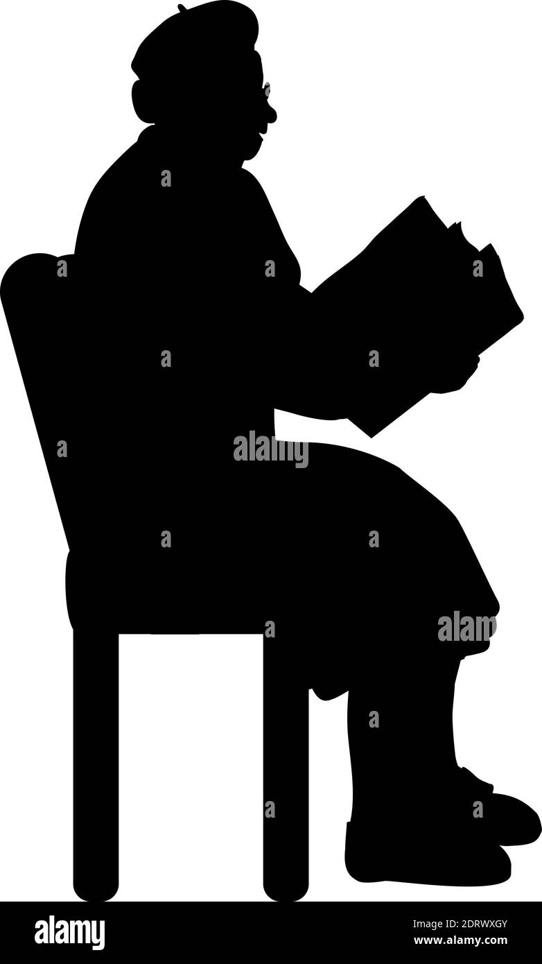 Silhouette femme senior grand-mère livre de lecture. Icône de symbole d'illustration Illustration de Vecteur