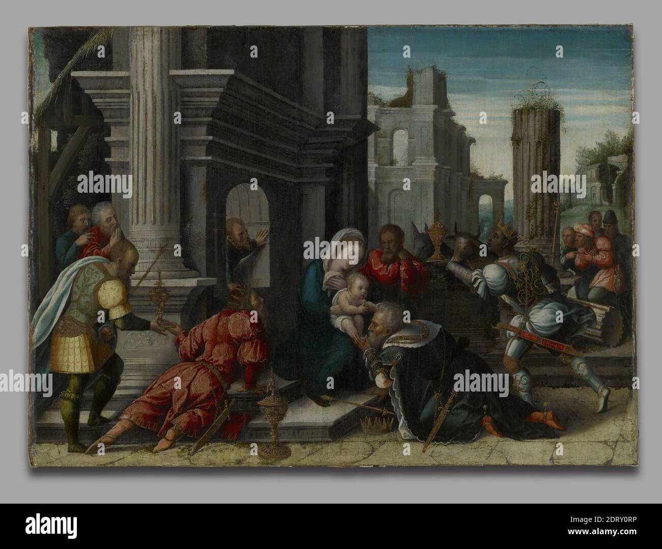 Artiste, attribué à: Bernard van Orley, flamand, ca. 1488–1542, l'adoration des Mages, huile sur panneau, autres: 53.34 × 41.91 cm (21 × 16 1/2 po), non en vue, Flamand, XVIe siècle, peintures Banque D'Images