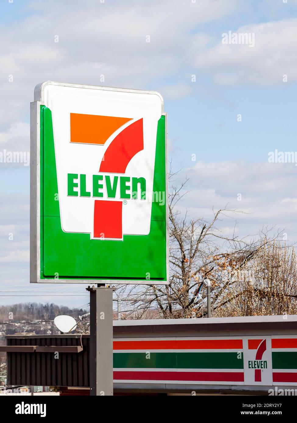 Gros plan du panneau 7ELEVEn à Washington D.C. aux États-Unis. Banque D'Images