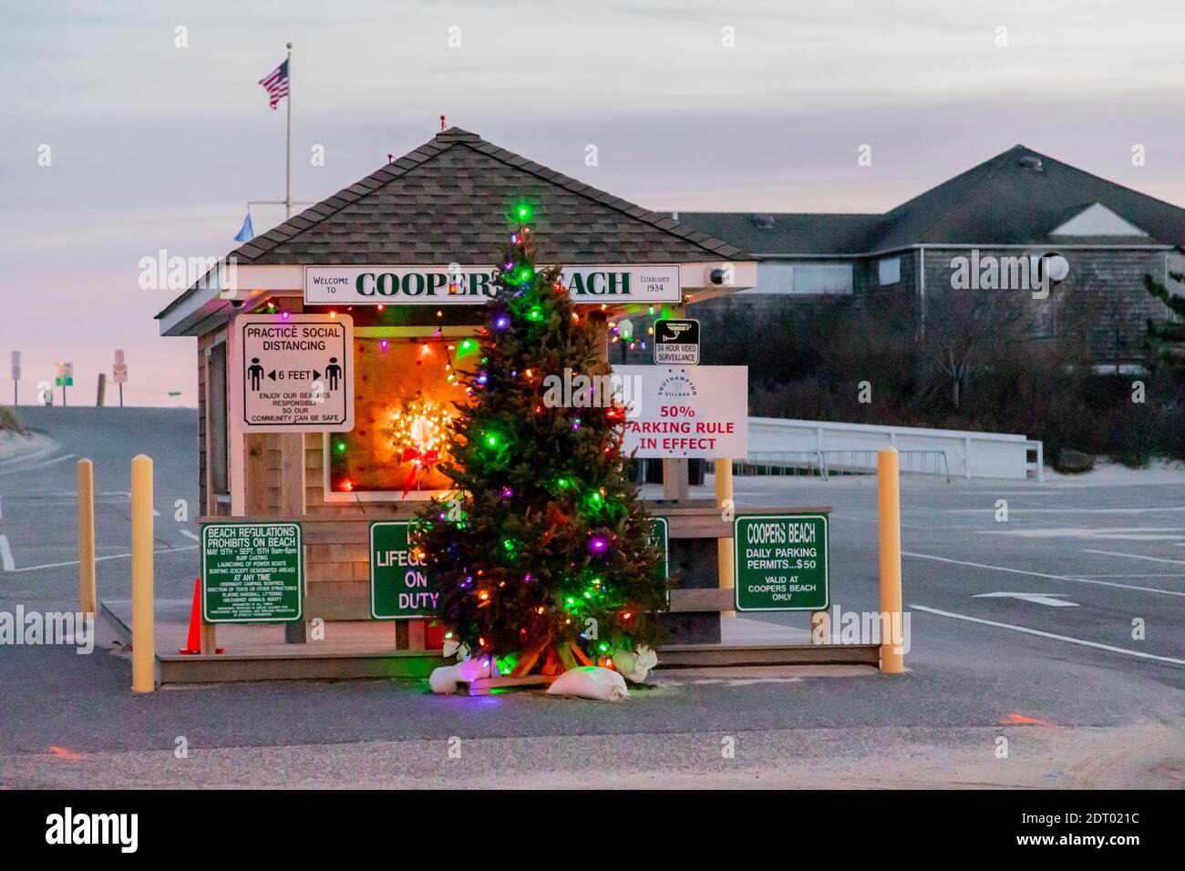 Décorations de Noël à Coopers Beach, Southampton, NY Banque D'Images