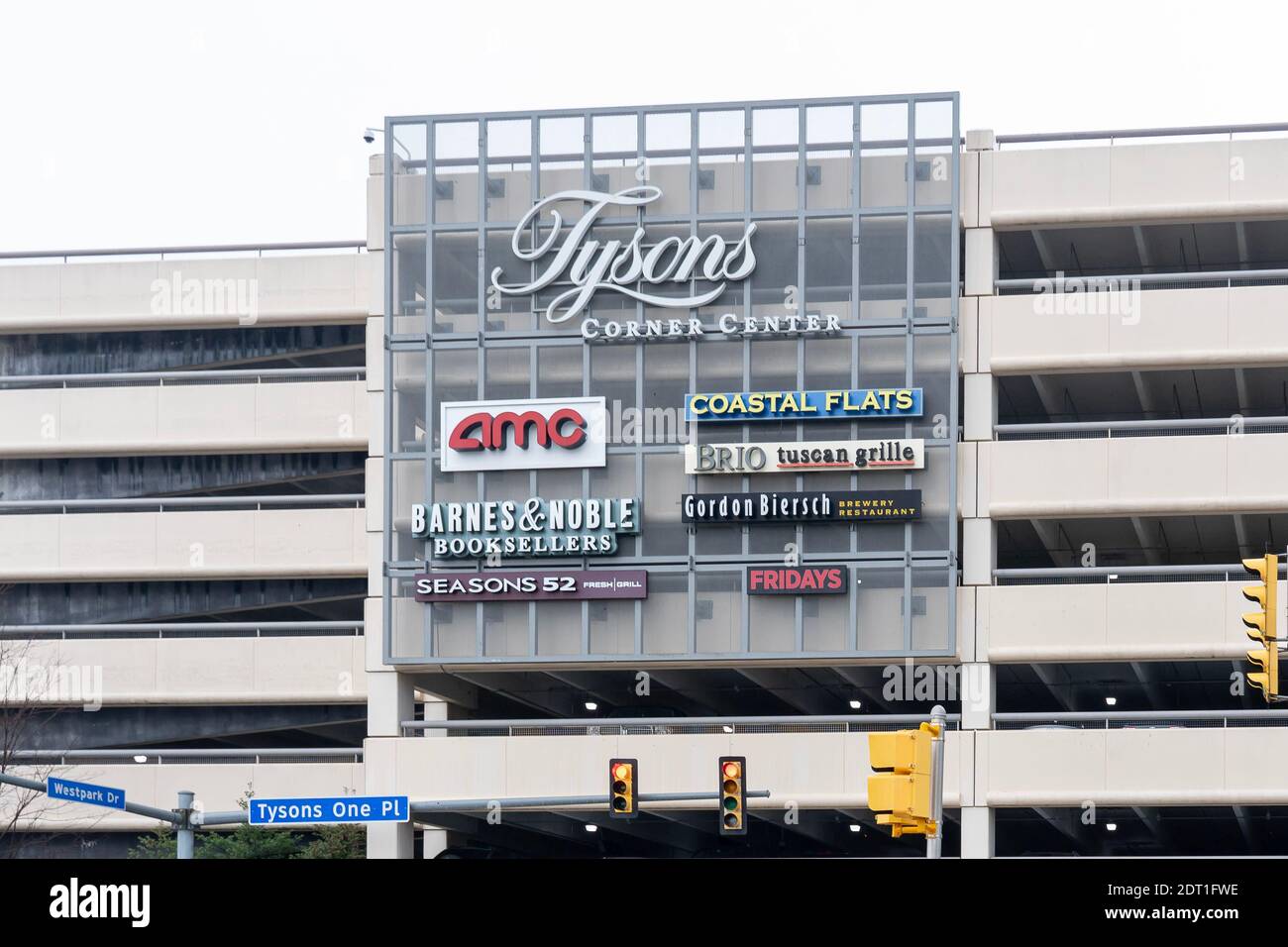 Tysons, va, États-Unis - 14 janvier 2020 : panneau Tysons Corner Center à Tysons, va, États-Unis. Banque D'Images