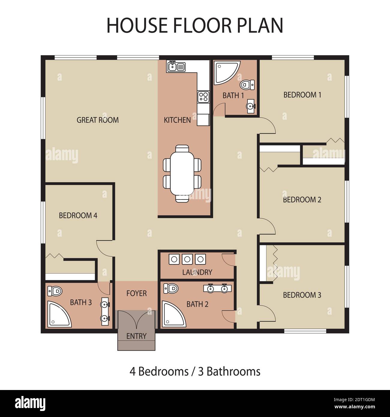 Plan d'étage de la maison avec mobilier, design architectural de l'appartement, illustration vectorielle Illustration de Vecteur