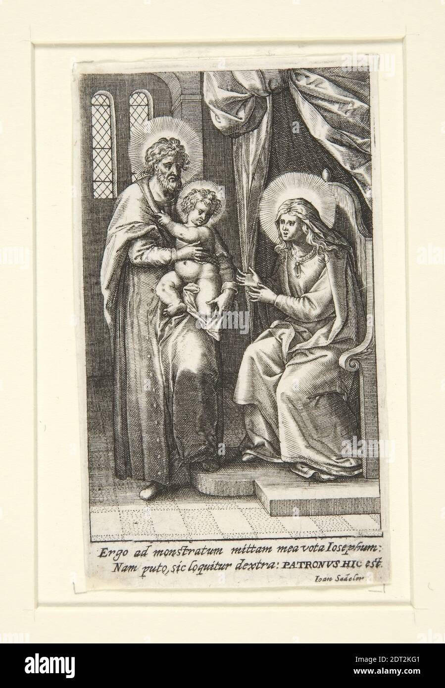 Artiste: Johann Sadeler I, Flamand, 1550–1600, la Sainte famille, gravure, image: 7.3 × 4.5 cm (2 7/8 × 1 3/4 in.), fait en Flandre, Flamand, 16ème siècle, oeuvres sur papier - estampes Banque D'Images