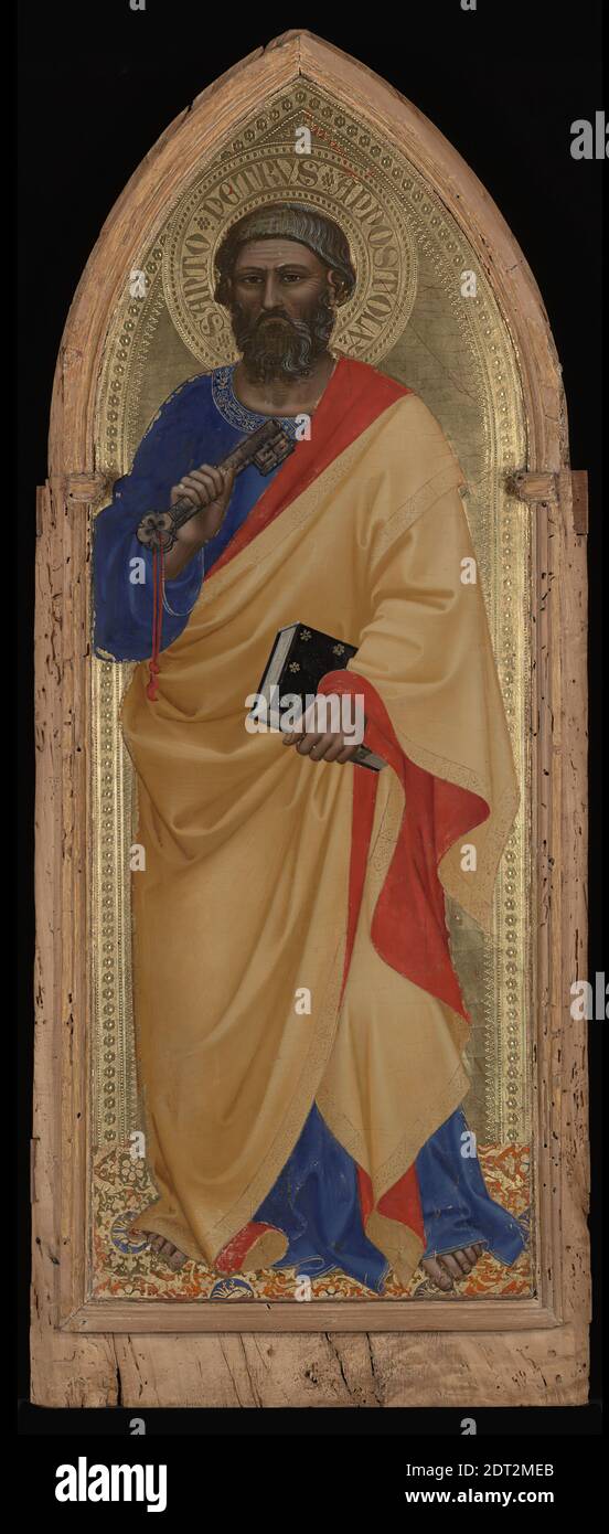 Artiste: Nardo di Cione, Italien, ca. 1320–1365/1366, Saint Pierre, vers 1355–60, Tempéa sur panneau, surface de la photo: 88.3 × 32 cm (34 3/4 × 12 5/8 in.), fait à Florence, Italie, Italien, Florence, XIVe siècle, peintures Banque D'Images