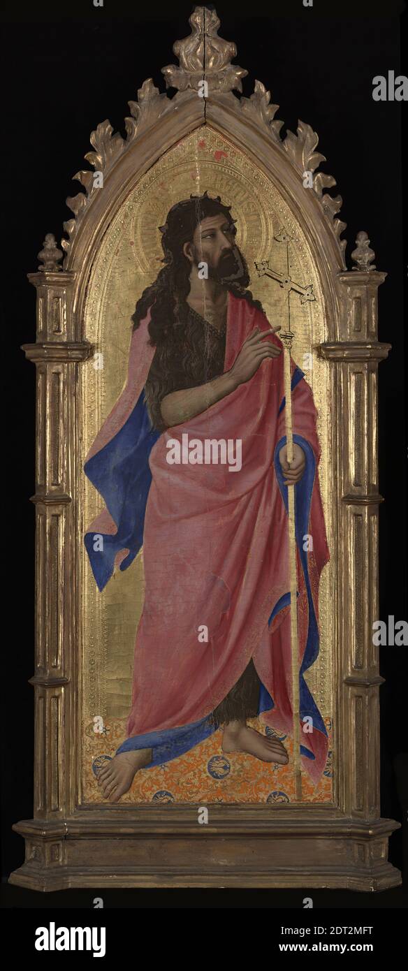 Artiste: Andrea di Cione (Orcagna), Italien, ca. 1315–1368, Saint-Jean-Baptiste, vers 1355–60, Tempéa sur panneau, surface de la photo: 99.4 × 40 cm (39 1/8 × 15 3/4 po), fait à Florence, Italie, italien, Florence, XIVe siècle, peintures Banque D'Images