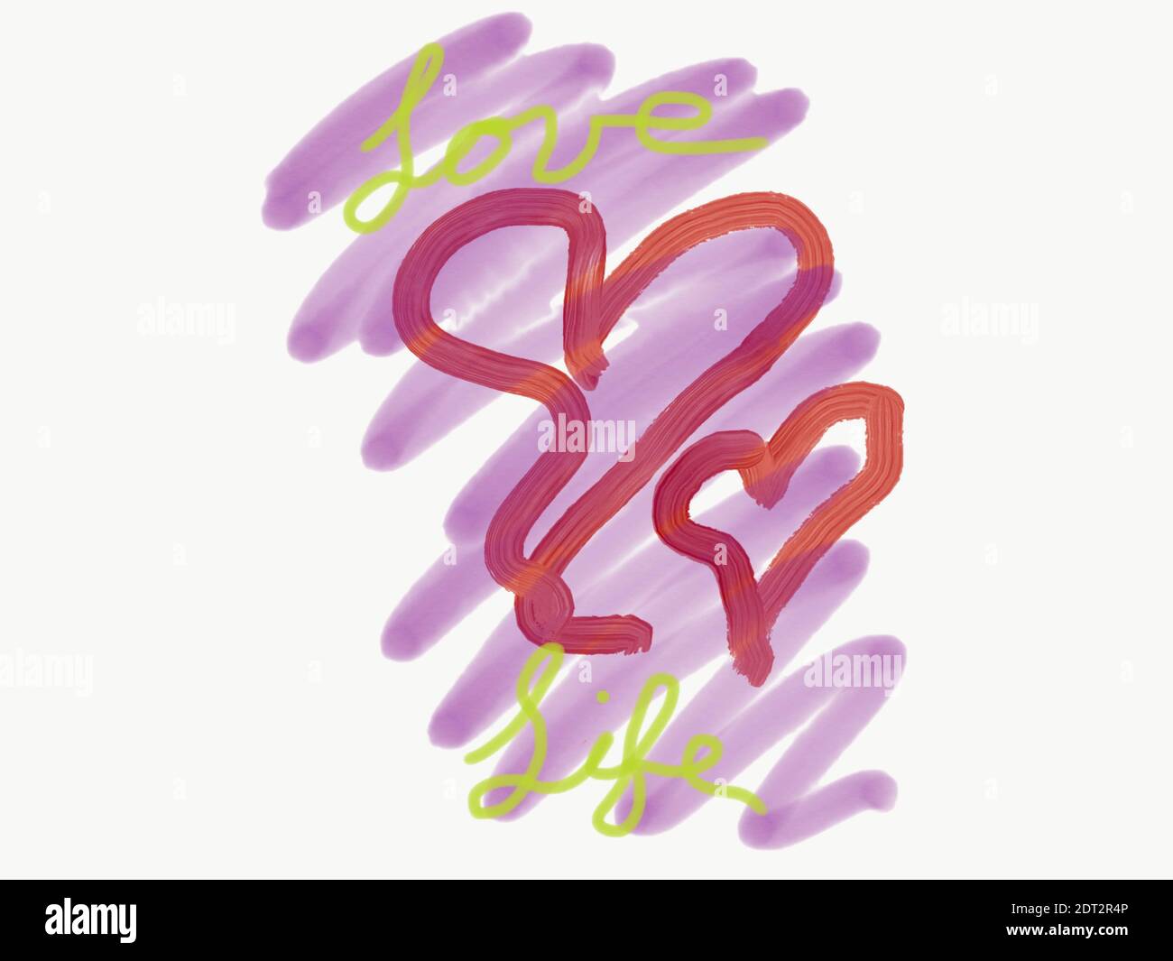 Amour vie avec rouge deux coeurs dessin . Illustration de haute qualité Banque D'Images