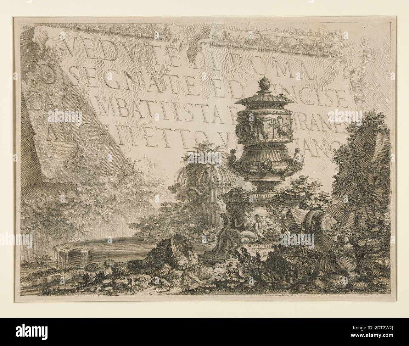 Artiste: Giovanni Battista Piranesi, Italien, 1720–1778, page titre: Vedute di Roma Disegnate ed Inquise da Giambattista Piranesi Architeto Veneziano (vues de Rome dessinées et gravées par Giambattista Piranesi, architecte vénitien), de Vedute di Roma, Etching, platemark: 40.6 × 55.1 cm, 16 tirages italiens sur papier, 21 11/16 × Banque D'Images