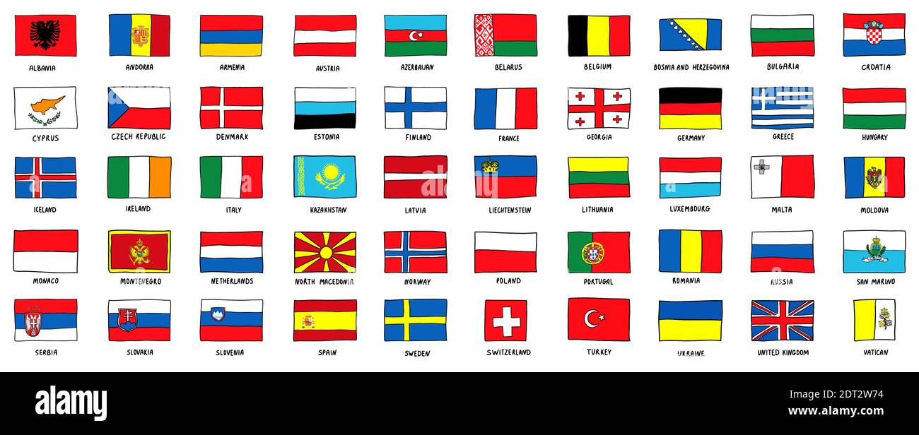 Illustration d'un drapeau de style d'esquisse de style d'esquisse de style européen dessiné à la main Illustration de Vecteur