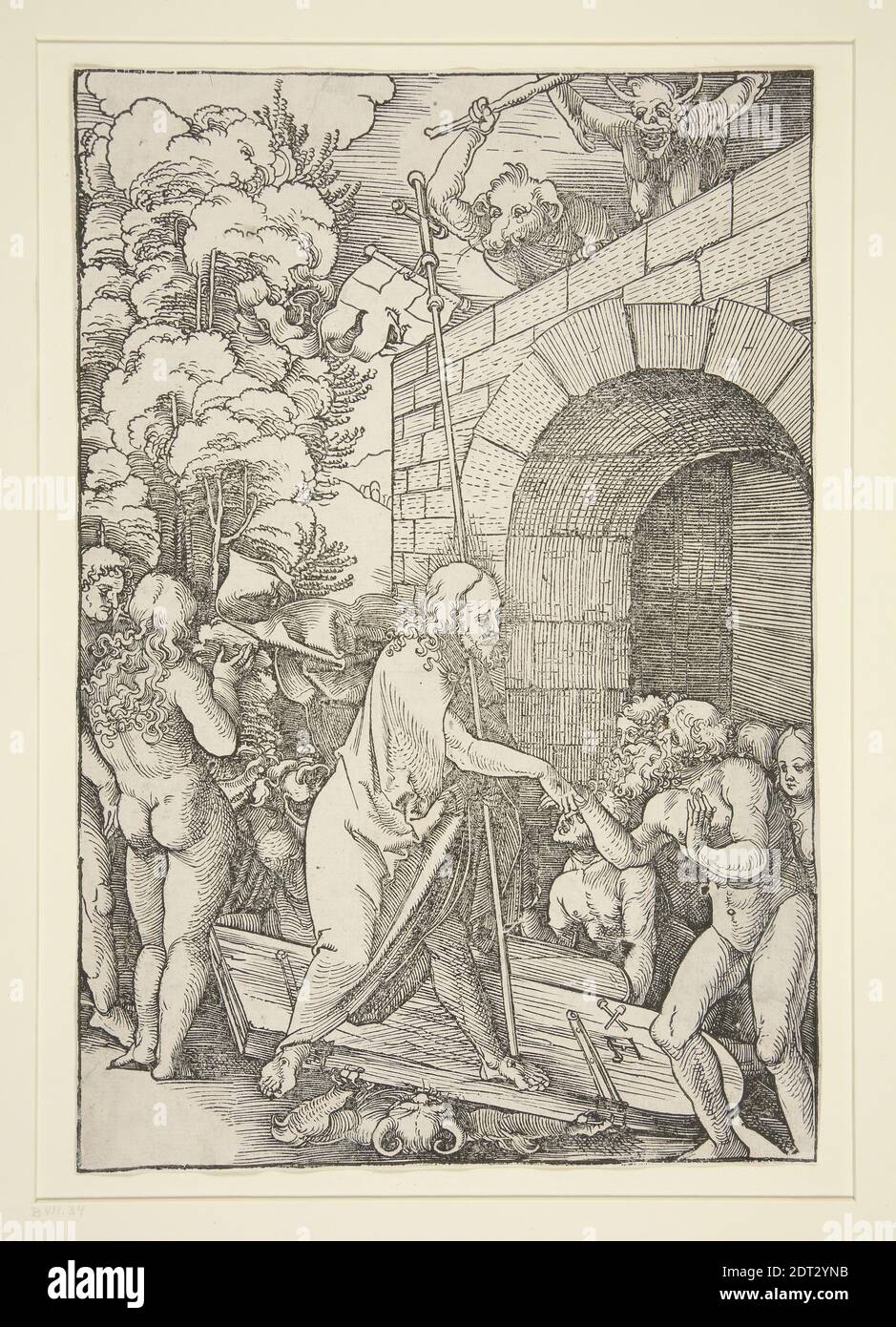 Artiste: Hans Leonard Schaufelein, Allemand, 1480–1538, Christ in Limbo, coupe de bois, feuille: 23.2 × 15.5 cm (9 1/8 × 6 1/8 in.), fabriqué en Allemagne, Allemand, 16ème siècle, oeuvres sur papier - tirages Banque D'Images