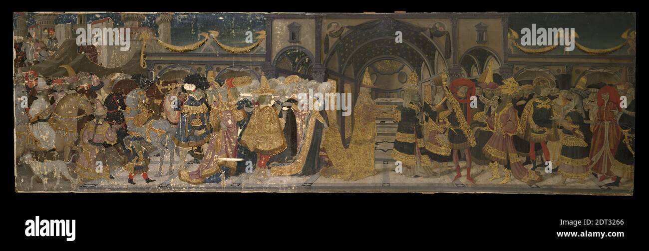 Artiste: Apollonio di Giovanni, Italien, ca. 1416–1465, rencontre de Salomon et de la Reine de Sheba, vers 1440–50, Tempéra sur panneau, 44.5 × 150.5 × 3.2 cm (17 1/2 × 59 1/4 × 1 1/4 in.), fait à Florence, Italie, italienne, Florence, 15ème siècle, peintures Banque D'Images
