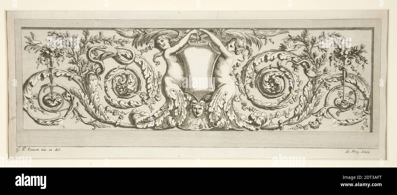 Artiste: Le Roy, Français, 1728–1797, après: Gilles Paul Cauvet, Français, 1731–1788, Frieze du Recueil d’autres artistes…, Etching, image: 13 × 37 cm (5 1/8 × 14 9/16 po.), fabriqué en France, Français, 18ème siècle, oeuvres sur papier - estampes Banque D'Images