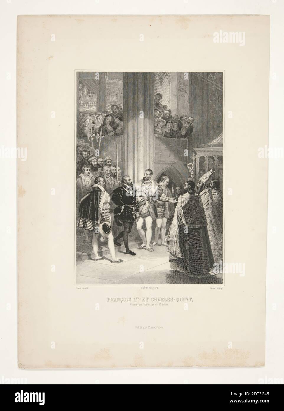 Graveur : Louis Hercule Sisco, français, 1778–1861, après : Antoine-Jean gros, français, 1771–1835, François 1er et Charles-Quint (François I et Charles V), gravure, image : 29.4 × 20.5 cm (11 9/16 × 8 1/16 po), français, 19e siècle, oeuvres sur papier - estampes Banque D'Images