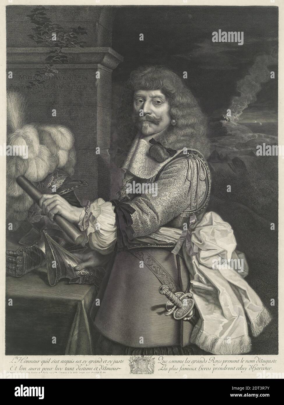 Graveur: Antoine Masson, français, 1636–1700, après: Nicolas Mignard, français, 1606–1668, Henri de Lorraine, comte de Harcourt, gravure, 37.8 × 28.1 cm (14 7/8 × 11 1/16 po.), français, XVIIe siècle, oeuvres sur papier - estampes Banque D'Images