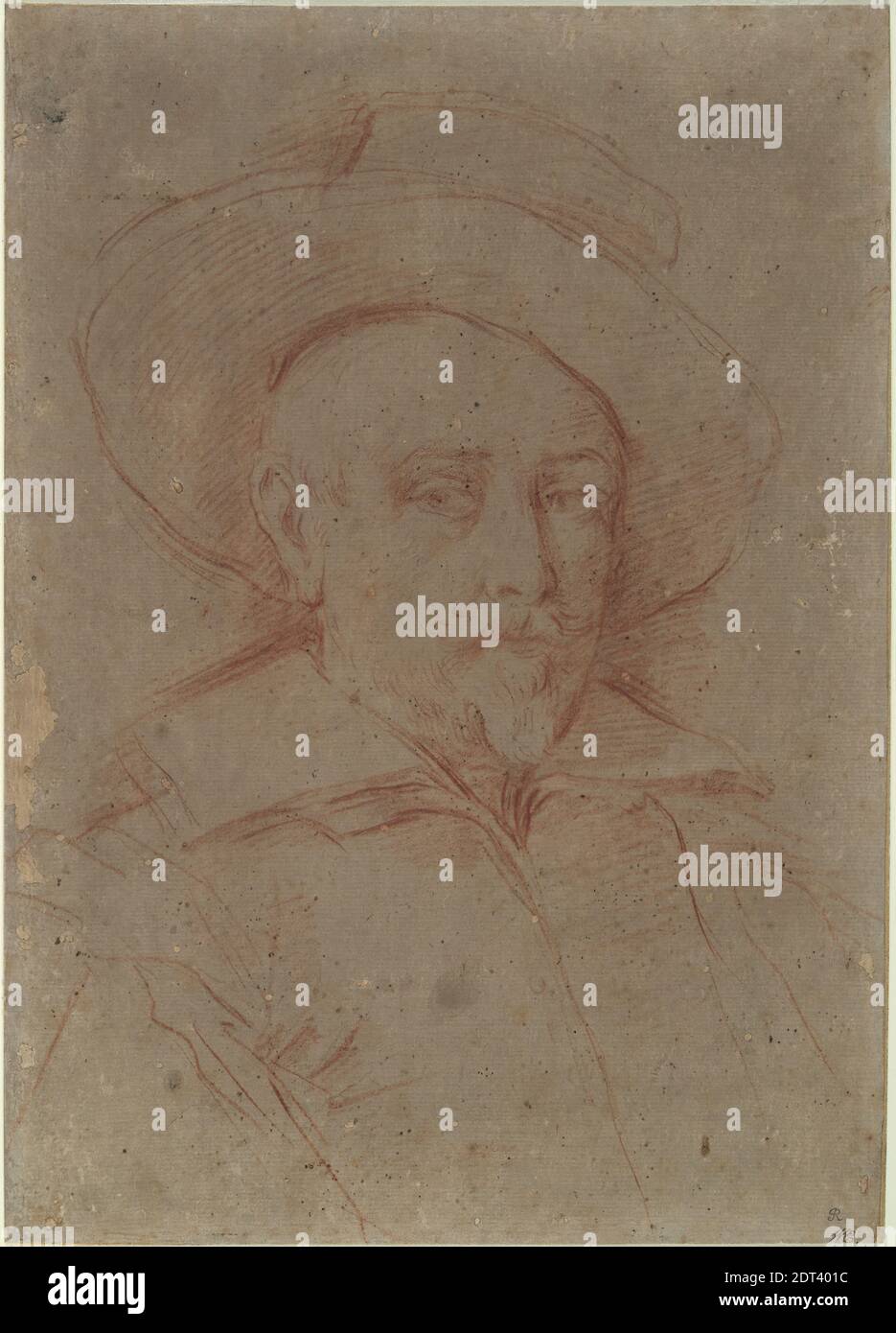 Artiste: Guido Reni, Italien, Bologne, 1575–1642, autoportrait: Etude pour autoportrait à la Galerie des Offices, Florence, vers 1630, craie rouge sur papier brun clair, 28.9 × 20.5 cm (11 3/8 × 8 1/16 po), Italien, 17ème siècle, oeuvres sur papier - dessins et aquarelles Banque D'Images