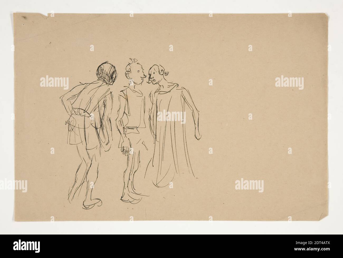 Artiste: Edwin Austin Abbey, américain, 1852–1911, M.A., 1897, esquisse de trois hommes (étude pour 1937.1072?), du marchand de Venise, stylo et encre, vélin, 15 × 22.8 cm (5 7/8 × 9 po.), fabriqué aux États-Unis, américain, 19e siècle, œuvres sur papier - dessins et aquarelles Banque D'Images