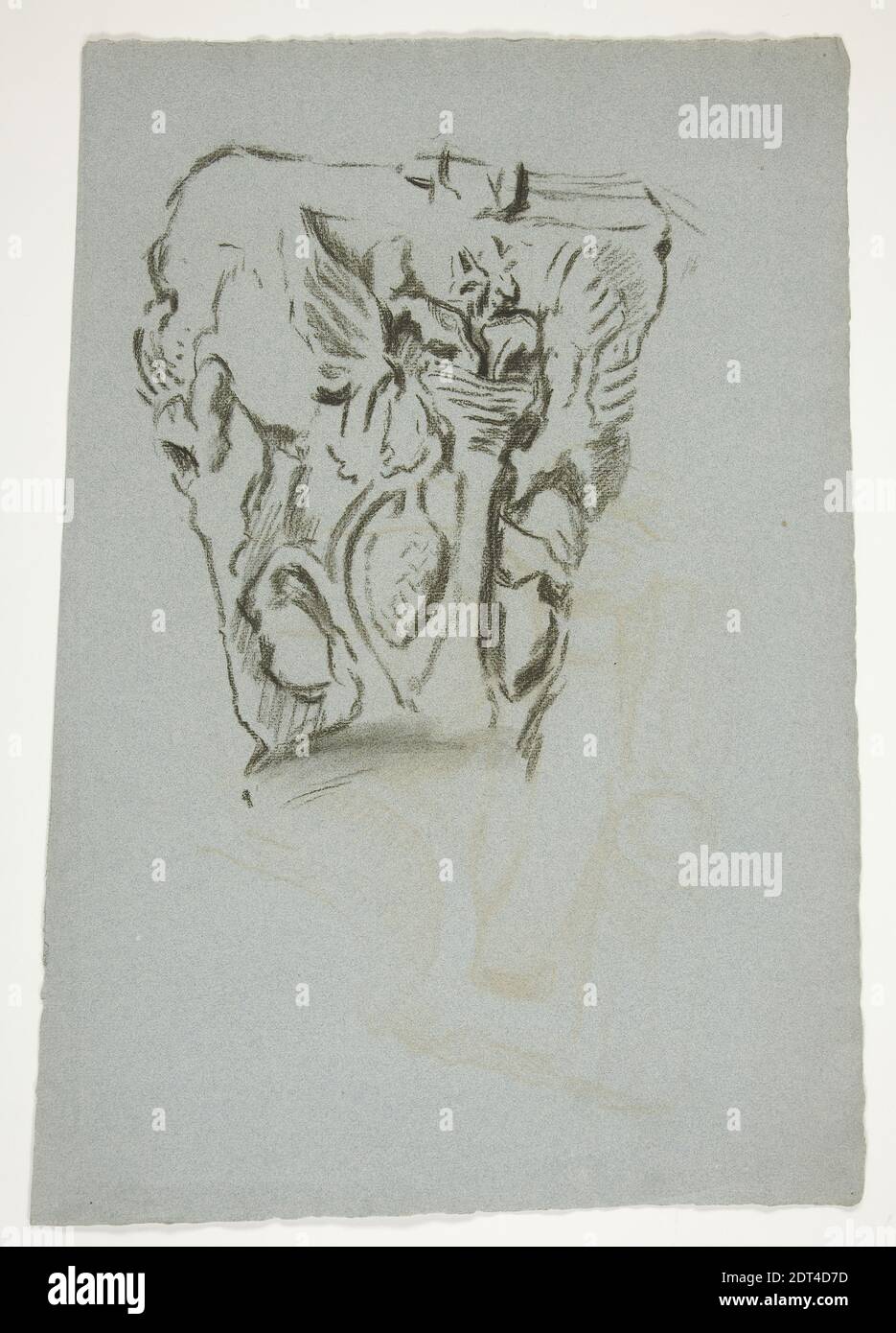 Artiste: Edwin Austin Abbey, américain, 1852–1911, M.A., 1897, esquisse d'une capitale, charbon, bleu, 47.4 × 33.5 cm (18 11/16 × 13 3/16 po.), fabriqué aux États-Unis, américain, 19e siècle, œuvres sur papier - dessins et aquarelles Banque D'Images