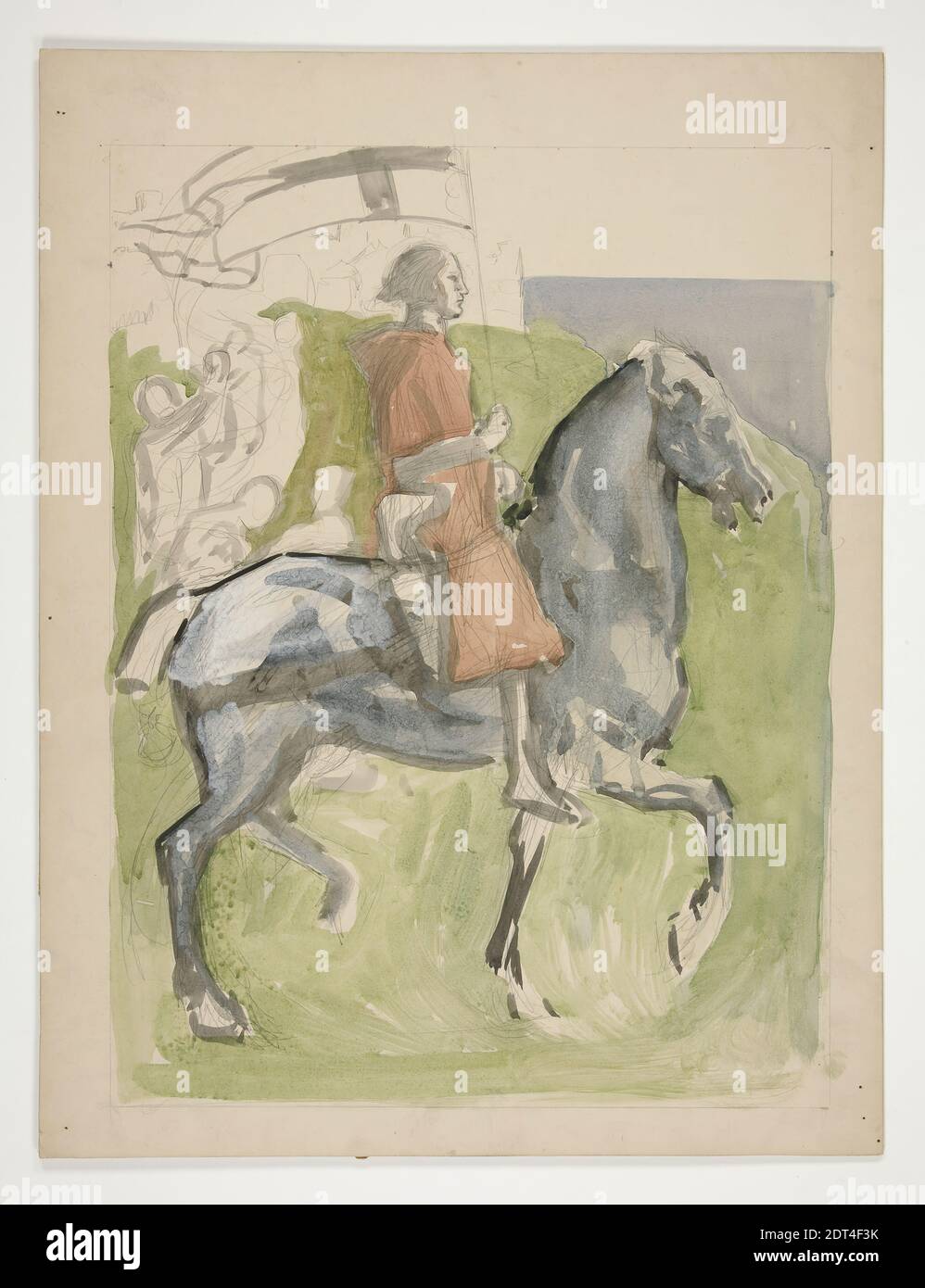 Artiste: Edwin Austin Abbey, américain, 1852–1911, M.A., 1897, départ de Galahad, étude pour la quête du Saint Graal (série de quinze tableaux pour la Boston public Library, achevée en 1901), aquarelle, graphite, composition, 46.5 × 35.5 cm (18 5/16 × 14 po), fabriqué aux États-Unis, américain, 19e siècle, Fonctionne sur papier - mises en plan et aquarelles Banque D'Images