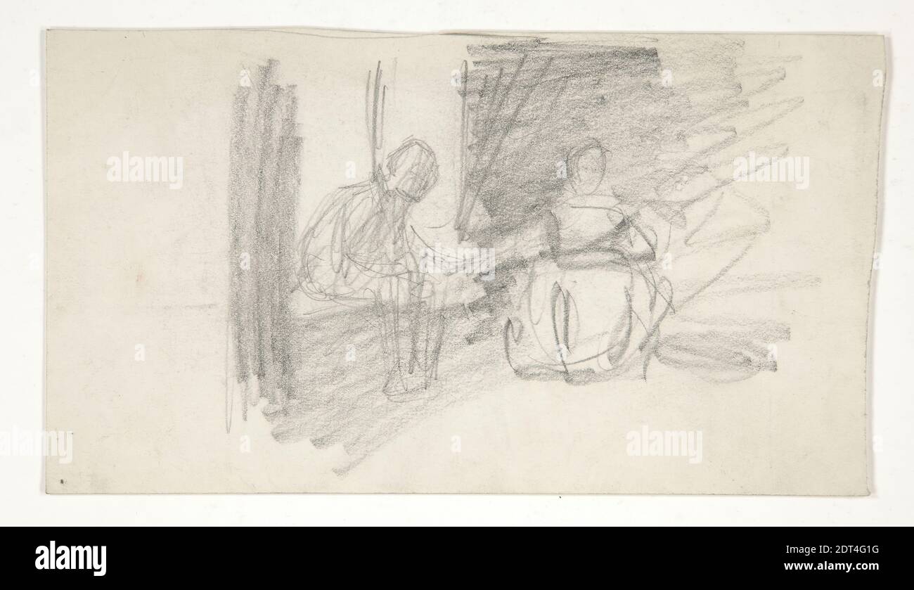 Artiste: Edwin Austin Abbey, américain, 1852–1911, M.A., 1897, Etude pour une vieille chanson (aquarelle), Graphite, White wove, 9.5 × 17.2 cm (3 3/4 × 6 3/4 in.), fabriqué aux États-Unis, américain, 19e siècle, œuvres sur papier - dessins et aquarelles Banque D'Images