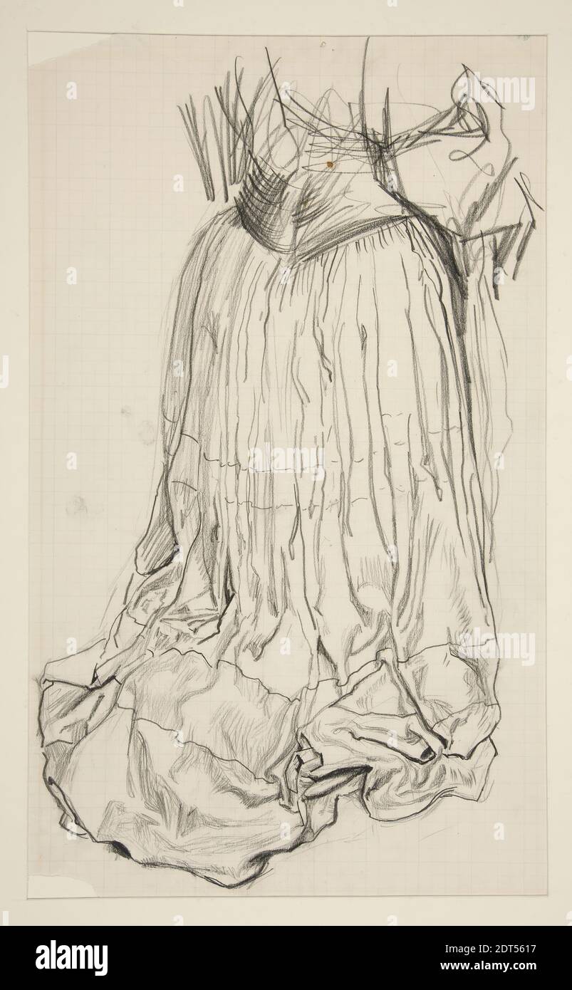 Artiste : Edwin Austin Abbey, américain, 1852–1911, M.A., 1897, étude de drapery pour Galahad part dans la série murale Quest of the Holy Graal à Boston public Library, Black craie, carré en graphite, 42.9 × 27.8 cm (16 7/8 × 10 15/16 po), fabriqué aux États-Unis, américain, 19e siècle, œuvres sur papier - dessins et aquarelles Banque D'Images