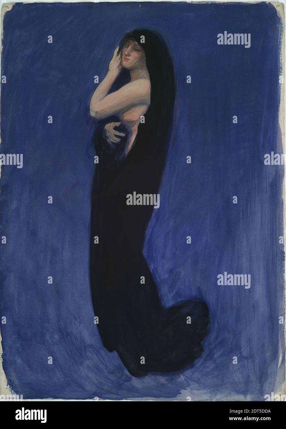 Artiste: Edwin Austin Abbey, américain, 1852–1911, M.A., 1897, Etude pour la figure de 4 heures au bâtiment du capitole de l'État à Harrisburg, Pennsylvanie, Gouache et aquarelle, forte crème de vache, 77.2 × 55.6 cm (30 3/8 × 21 7/8 po.), fabriqué aux États-Unis, américain, 19e siècle, Fonctionne sur papier - mises en plan et aquarelles Banque D'Images