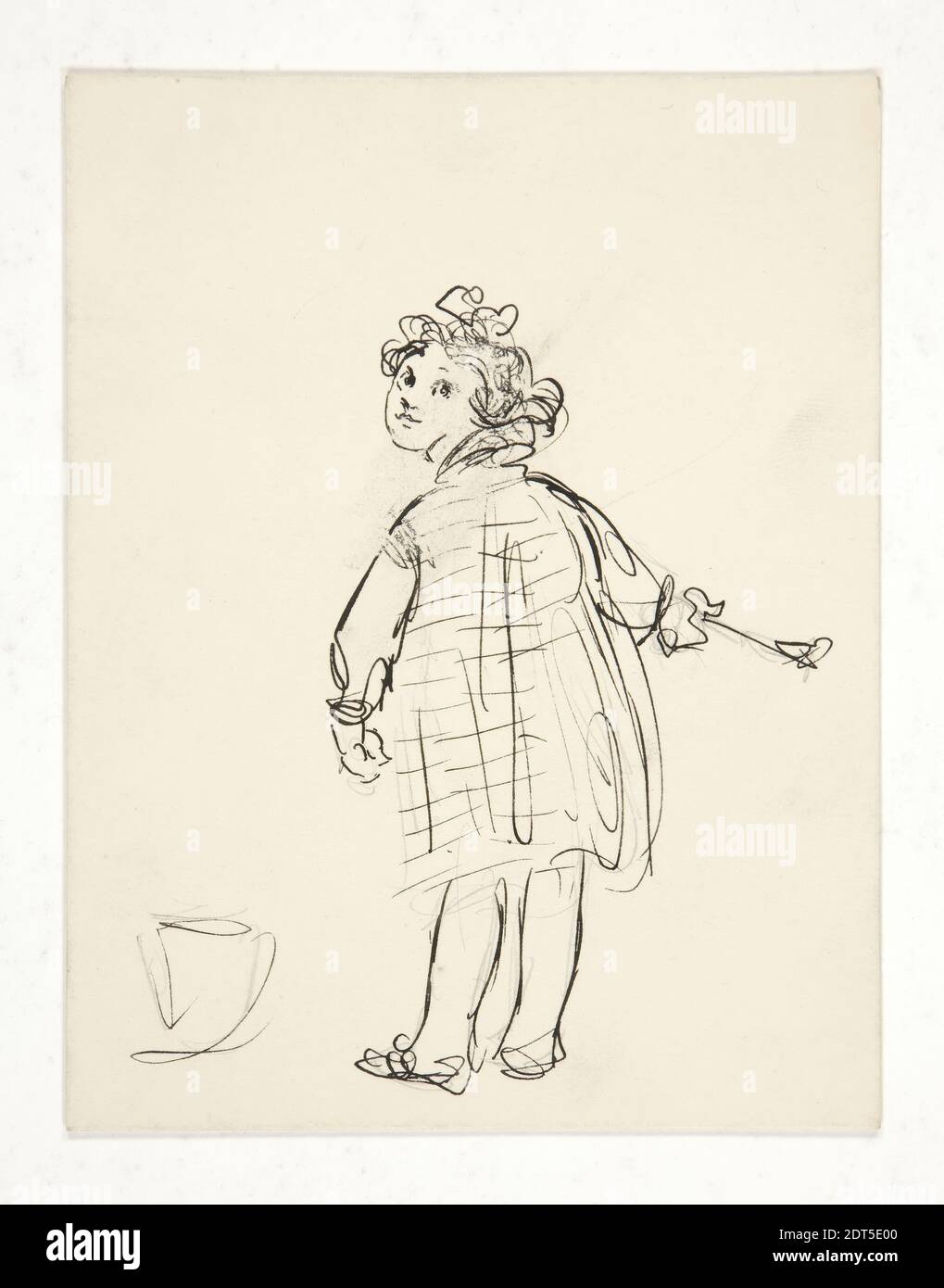 Artiste: Edwin Austin Abbey, américain, 1852–1911, M.A., 1897, esquisse d'une petite fille; étude préliminaire pour la carte du nouvel an, 1937.3648, stylo et encre, graphite, cartonné, 11.4 × 8.9 cm (4 1/2 × 3 1/2 po.), fabriqué aux États-Unis, américain, 19e siècle, œuvres sur papier - dessins et aquarelles Banque D'Images
