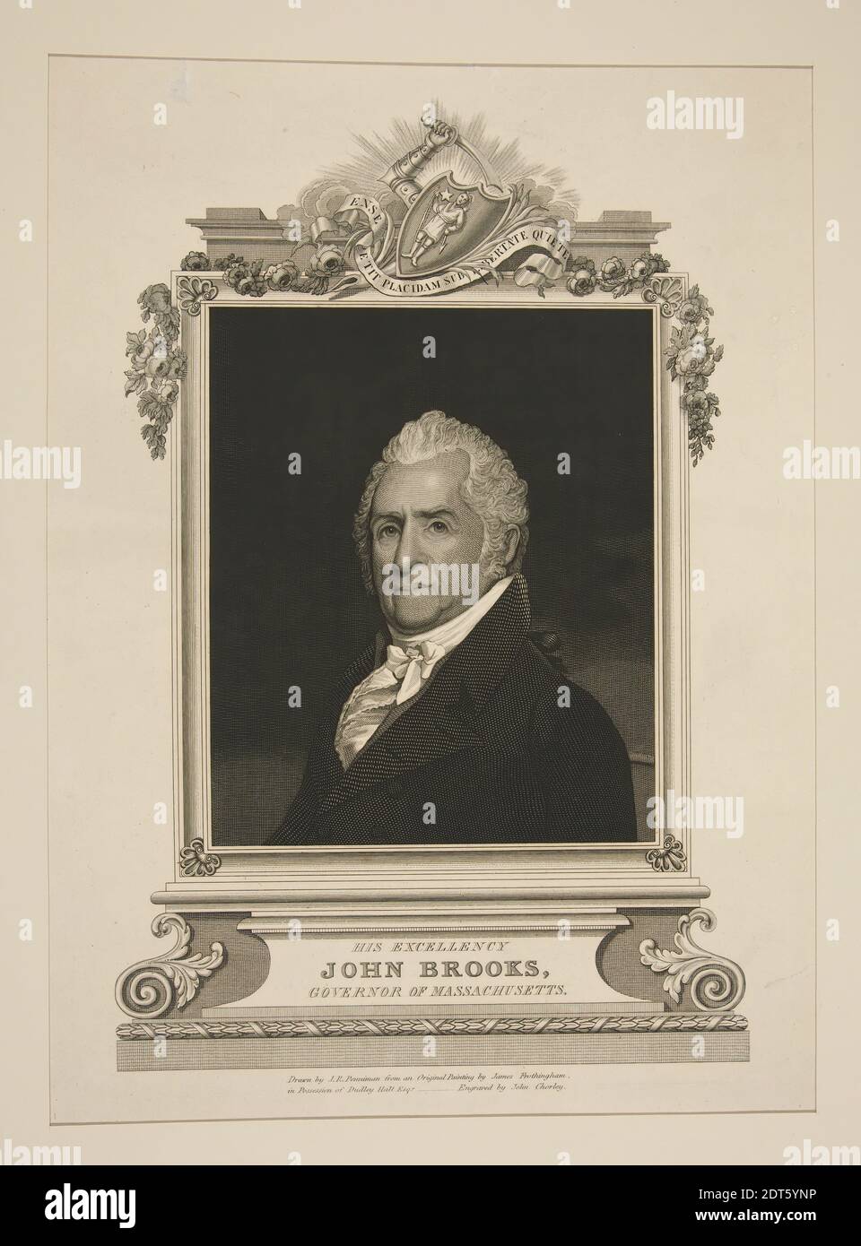 Artiste: Josiah Harmar Penniman, d'après: James Frothingham, américain, 1786–1864, Engraver: John Chorley, américain, son Excellence John Brooks, gravure en ligne, noir et blanc, état unique, feuille: 35.8 × 27 cm (14 1/8 × 10 5/8 in.), fabriqué aux Etats-Unis, américain, 19e siècle, oeuvres sur papier - estampes Banque D'Images