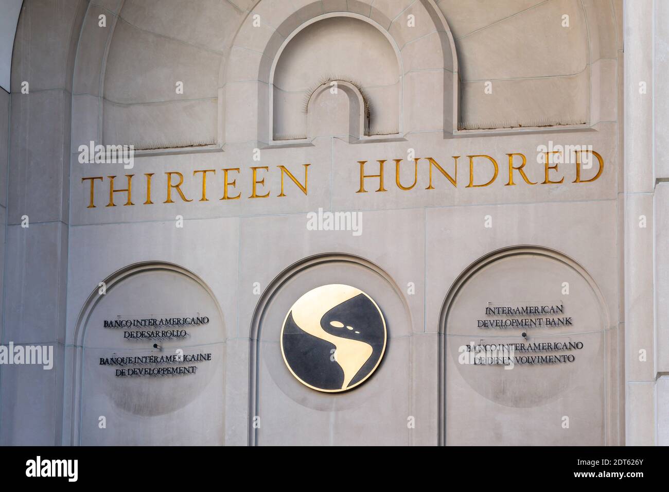 Washington, D.C., États-Unis - 12 janvier 2020 : signe du siège de la Banque interaméricaine de développement à Washington, D.C. Banque D'Images