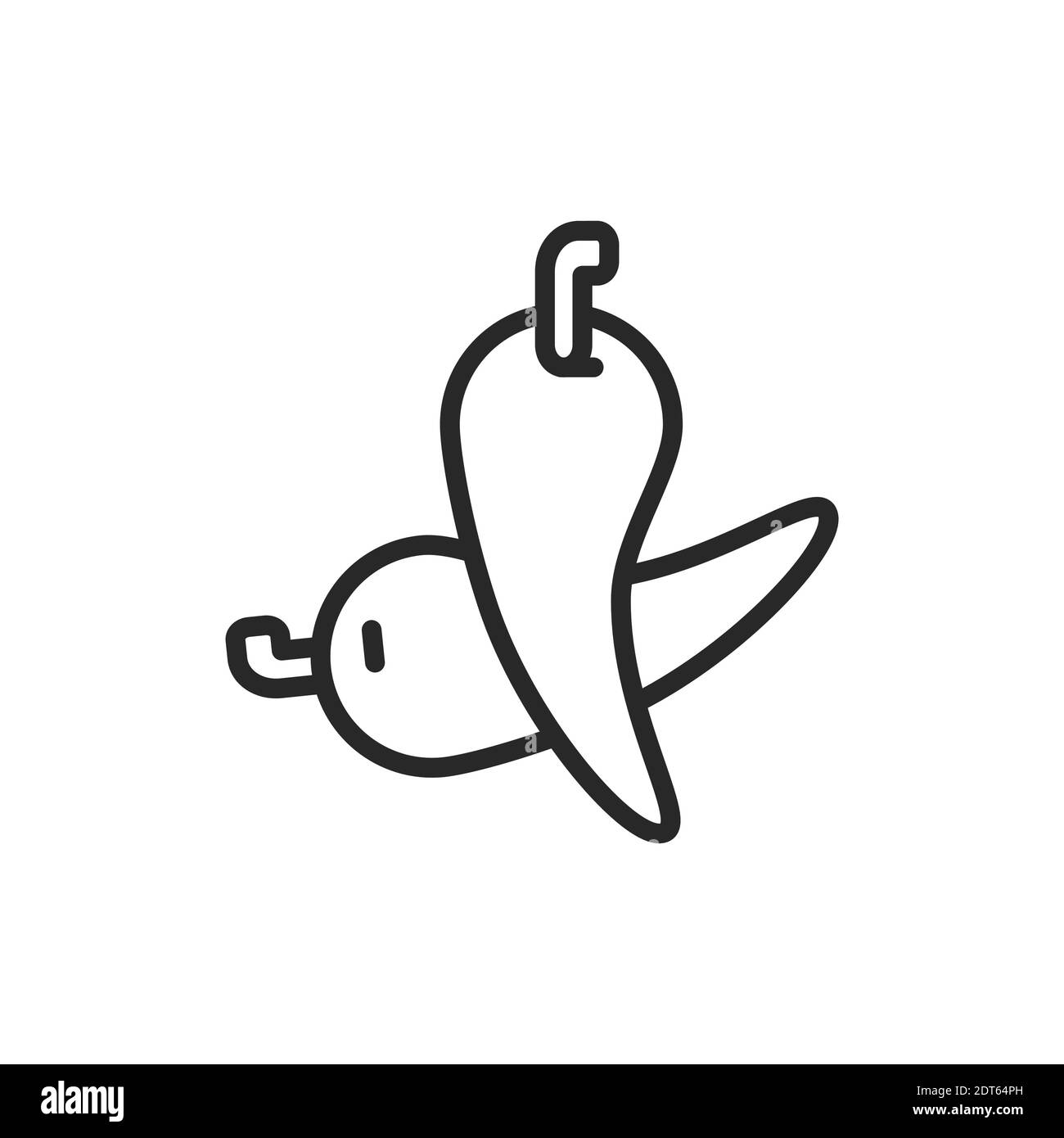 Icône en forme de ligne noire au piment rouge. Paprika. Illustration vectorielle. Illustration de Vecteur