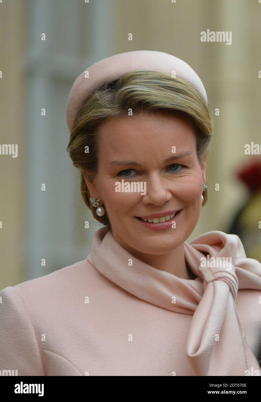 La reine Mathilde de Belgique à l'Elysée Palace à Paris, France, le 6 février 2014. Photo de Christian Liewig/ABACAPRESS.COM Banque D'Images