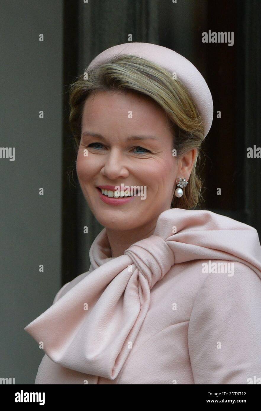 La reine Mathilde de Belgique à l'Elysée Palace à Paris, France, le 6 février 2014. Photo de Christian Liewig/ABACAPRESS.COM Banque D'Images