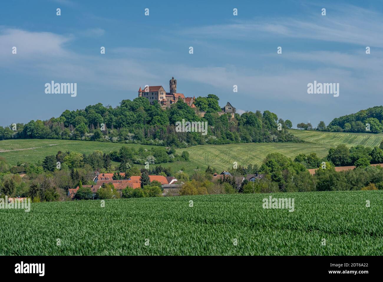 vue sur le château de ronneburg à hesse, en allemagne, au premier plan vert Banque D'Images