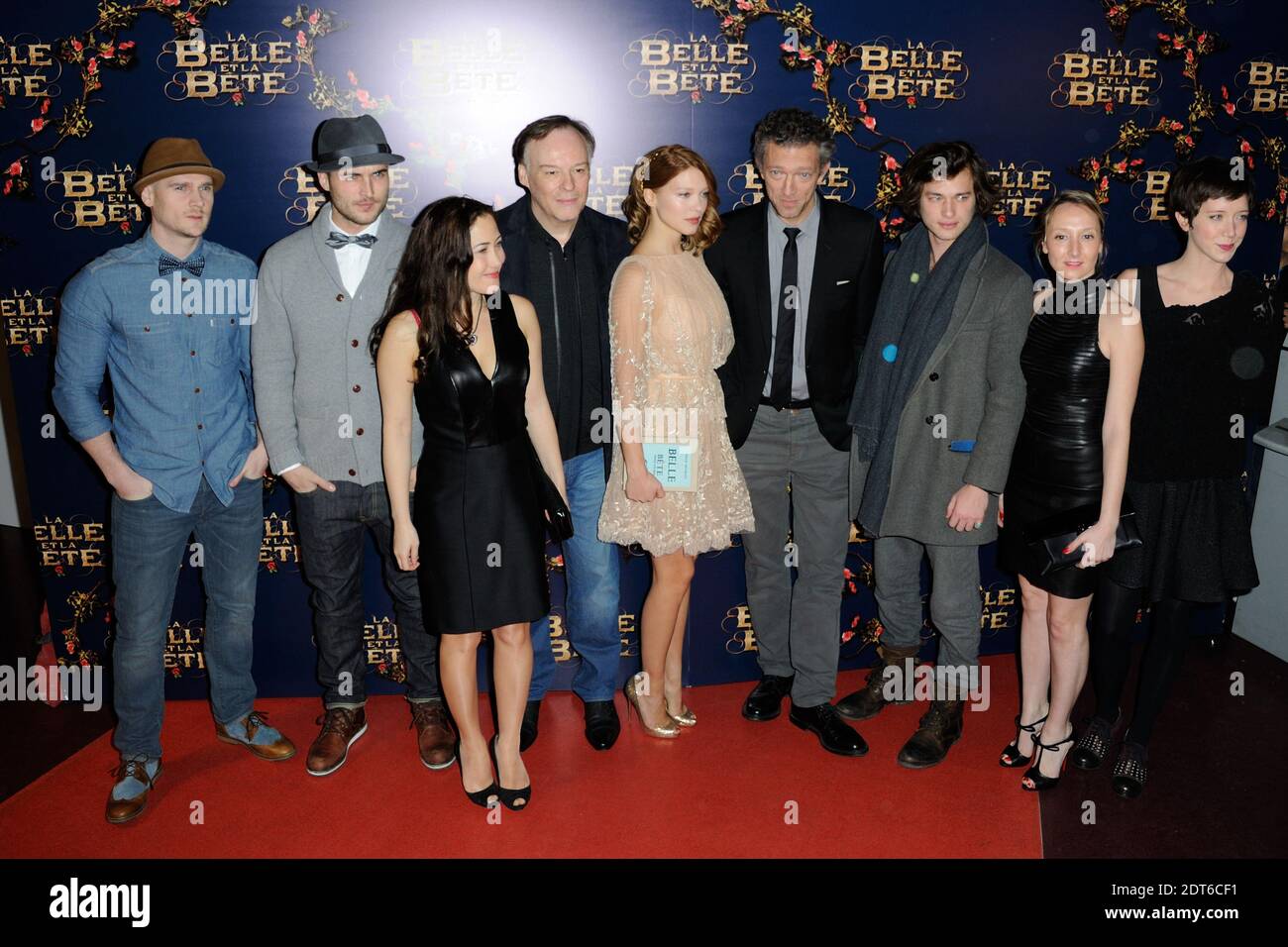 Sara Giraudeau , Jonathan Deurger , Christophe Gans , Audrey Lamy , Vincent Cassel, Lea Seydoux assistant à la première 'la Belle et la Bete' à l'Opéra de Gaumont à Paris, France, le 9 février 2014. Photo d'Alban Wyters/ABACAPRESS.COM Banque D'Images