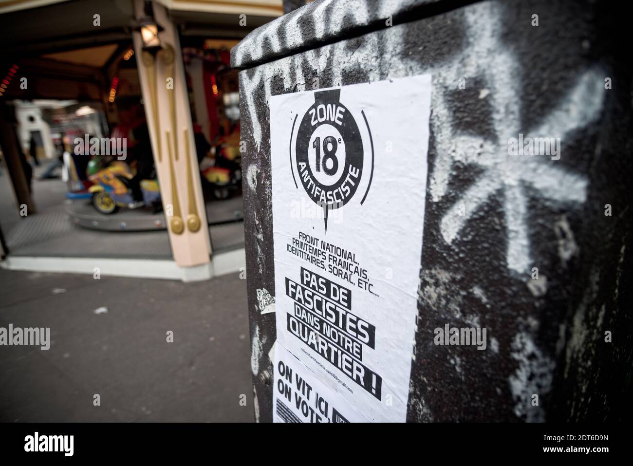 À l'initiative du collectif la Horde, une manifestation antifasciste a eu lieu dans le 18ème arrondissement de Paris (nord). Paris, France, le 9 février 2014. Photo de Nicolas Messyasz/ABACAPRESS.COM Banque D'Images