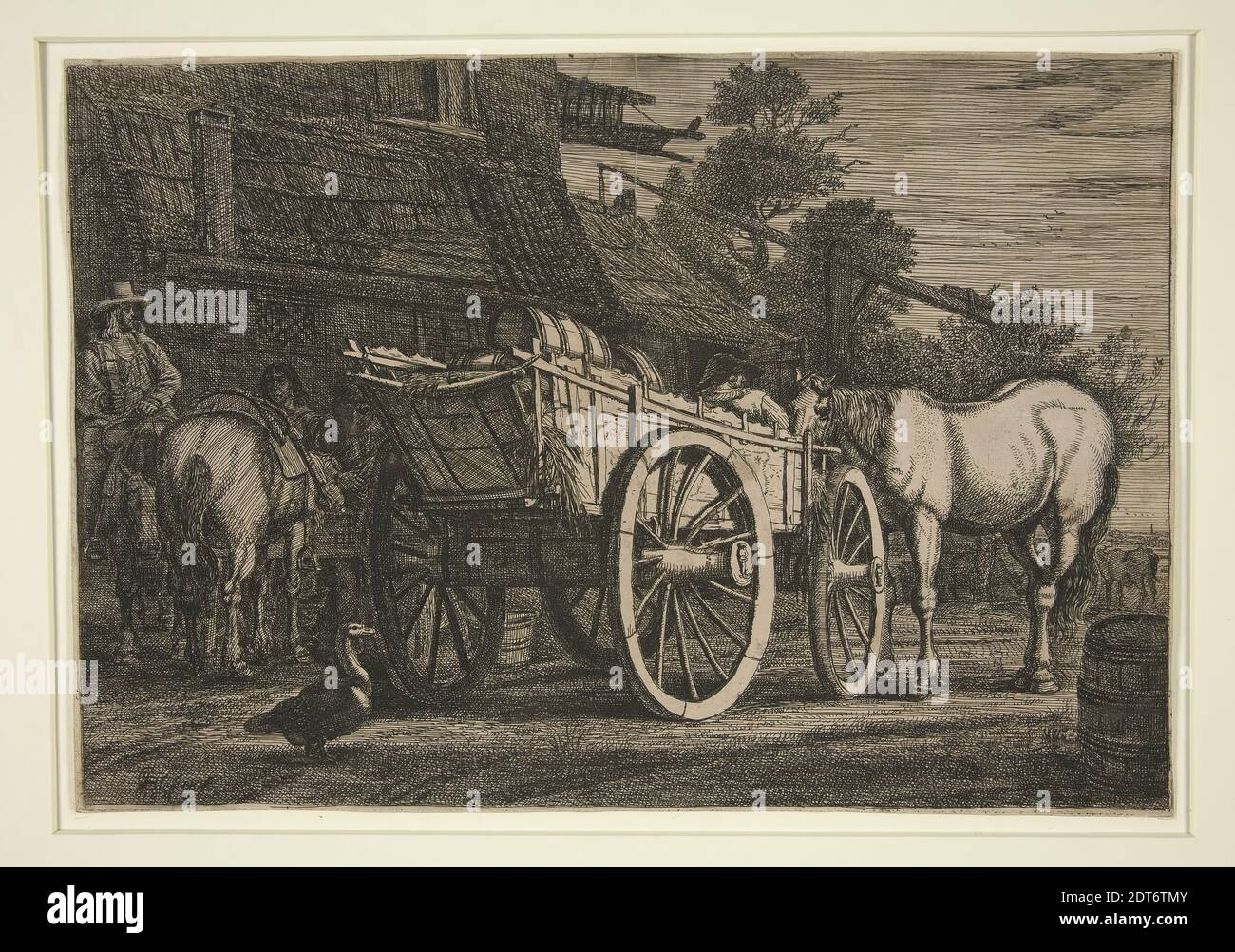 Artiste: Gerrit Claesz Bleker, Néerlandais, 1610–1656, le chariot à quatre roues, gravure, platemark: 20.64 × 29.85 cm (8 1/8 × 11 3/4 in.), fait aux pays-Bas, Néerlandais, 17ème siècle, oeuvres sur papier - estampes Banque D'Images