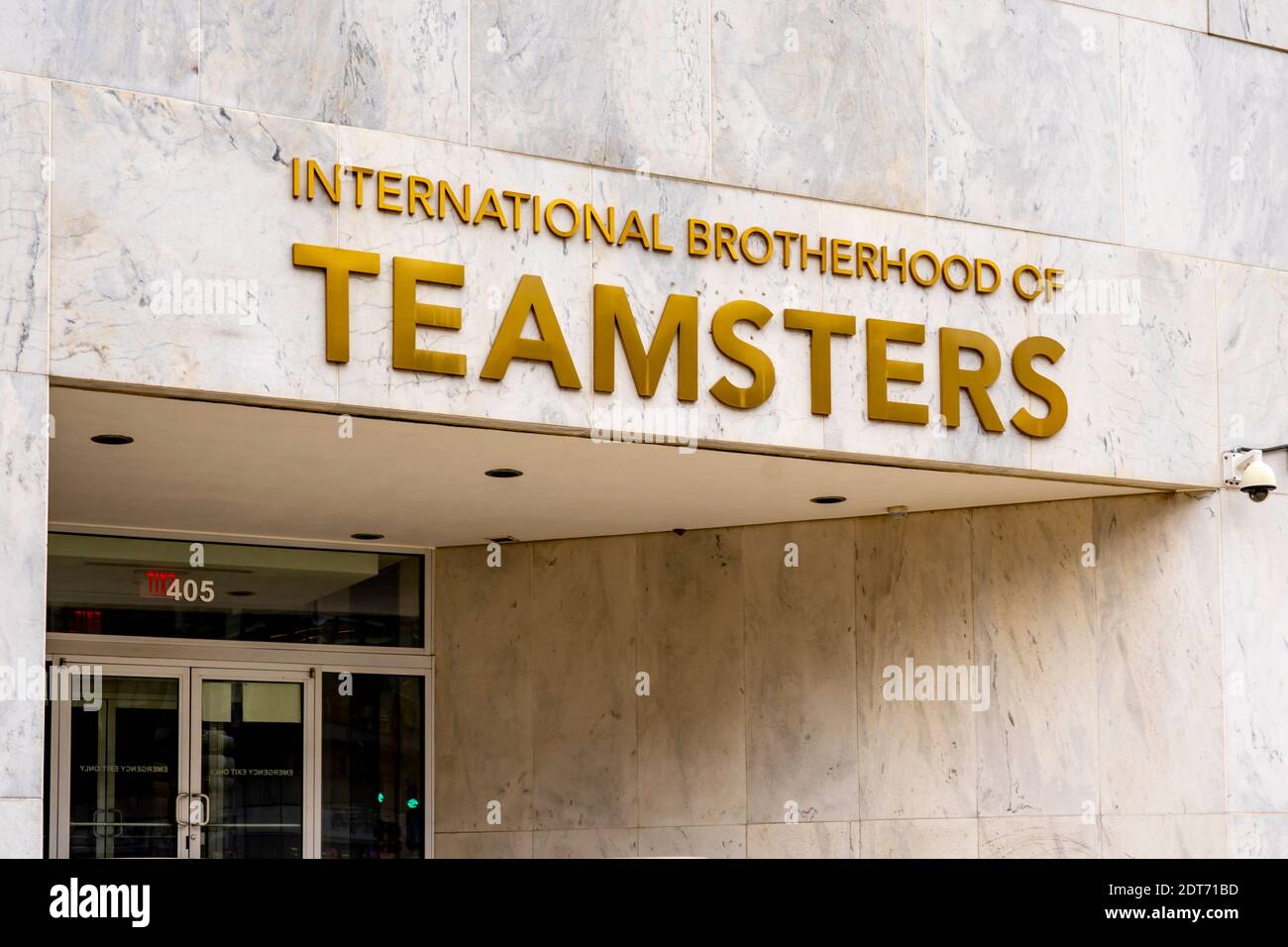 Signe de la Fraternité internationale des Teamsters (IBT) à l'entrée de son bureau à Washington, DC. Banque D'Images