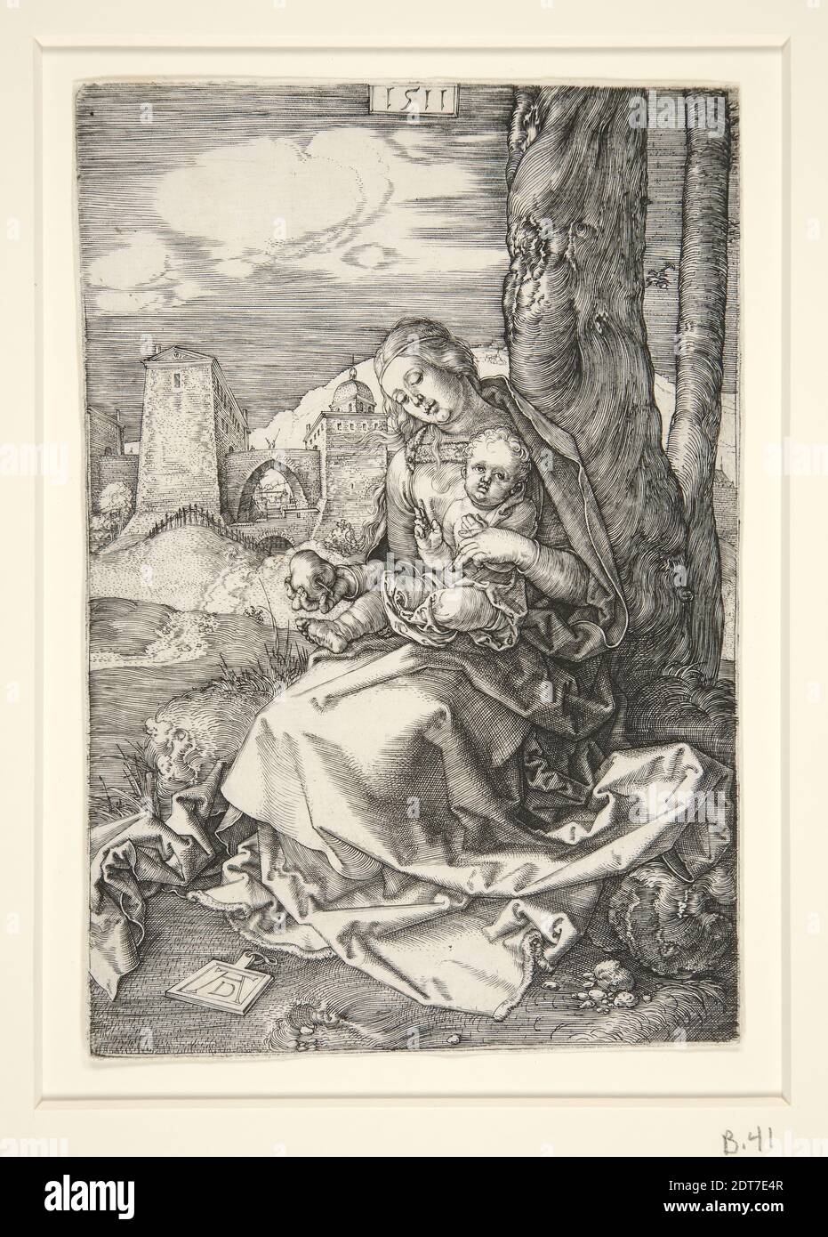 Artiste: Albrecht Dürer, Allemand, 1471–1528, la Vierge à l'enfant avec le Pear, gravure, 15.9 × 10.8 cm (6 1/4 × 4 1/4 in.), fait en Allemagne, Allemand, 16ème siècle, oeuvres sur papier - estampes Banque D'Images