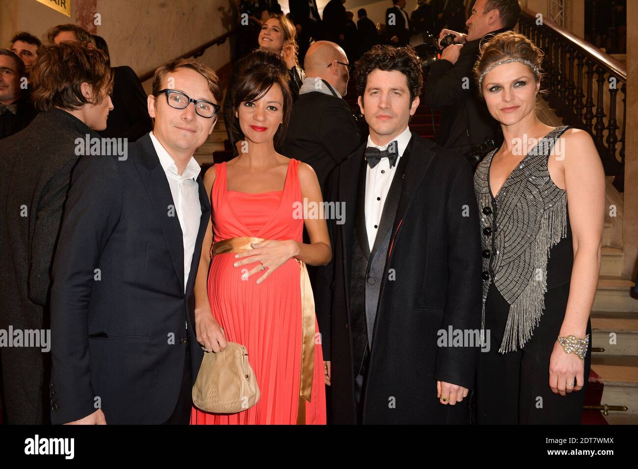 Lorant Deutsch, Marie-Julie Baup et Clément Sibony arrivent à la 39e cérémonie annuelle des césariennes du film, qui s'est tenue au Théâtre du Châtelet à Paris, en France, le 28 février 2014. Photo de Bernard-Briquet-Orban//ABACAPRESS.COM Banque D'Images