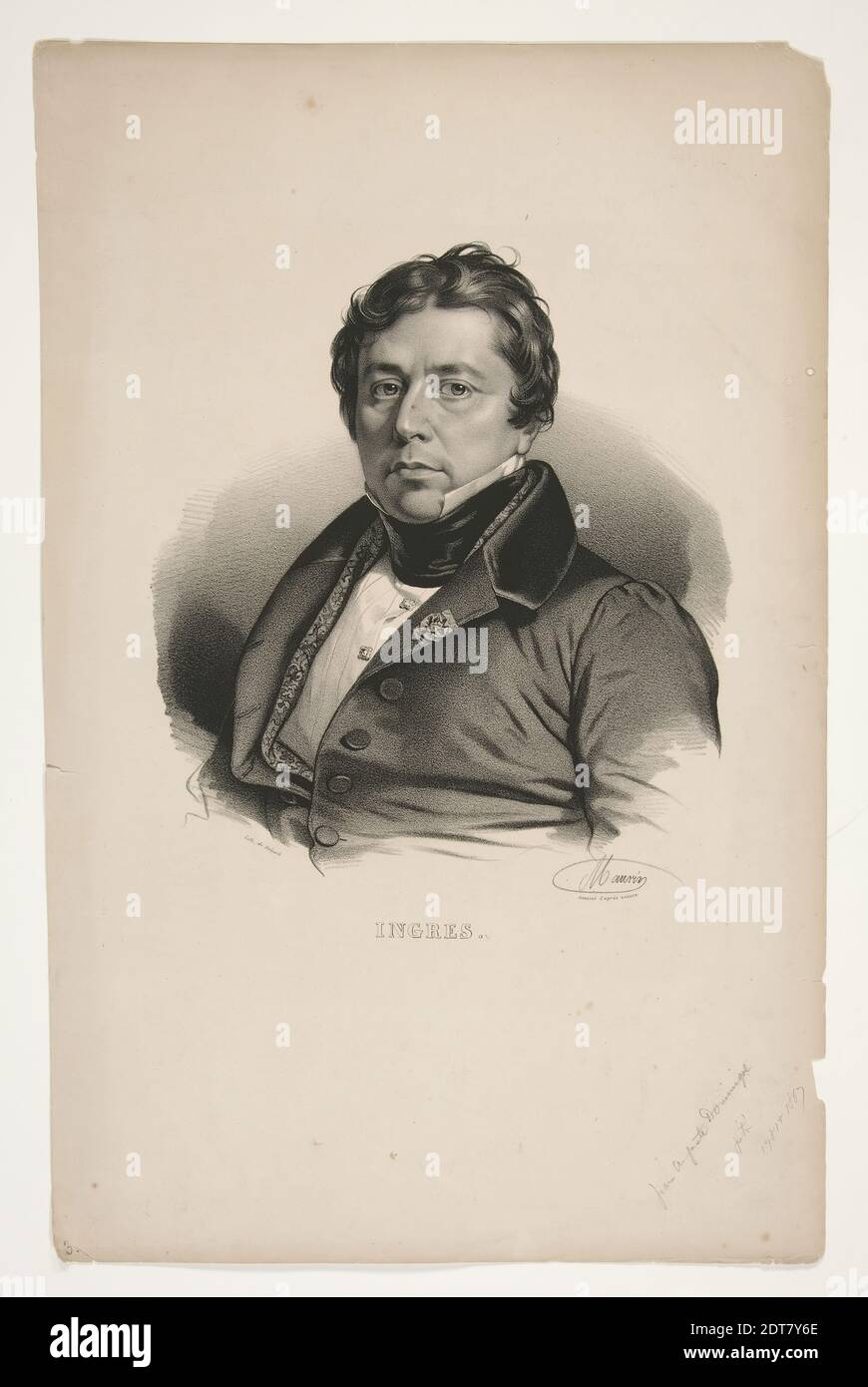 Artiste: François-Séraphin Delpech, Français, 1778–1825, après: Antoine Maurin, Français, 1793–1860, Portrait des Ingres, Lithographie, feuille: 55.4 × 32.2 cm (21 13/16 × 12 11/16in.), Français, 19e siècle, oeuvres sur papier - tirages Banque D'Images