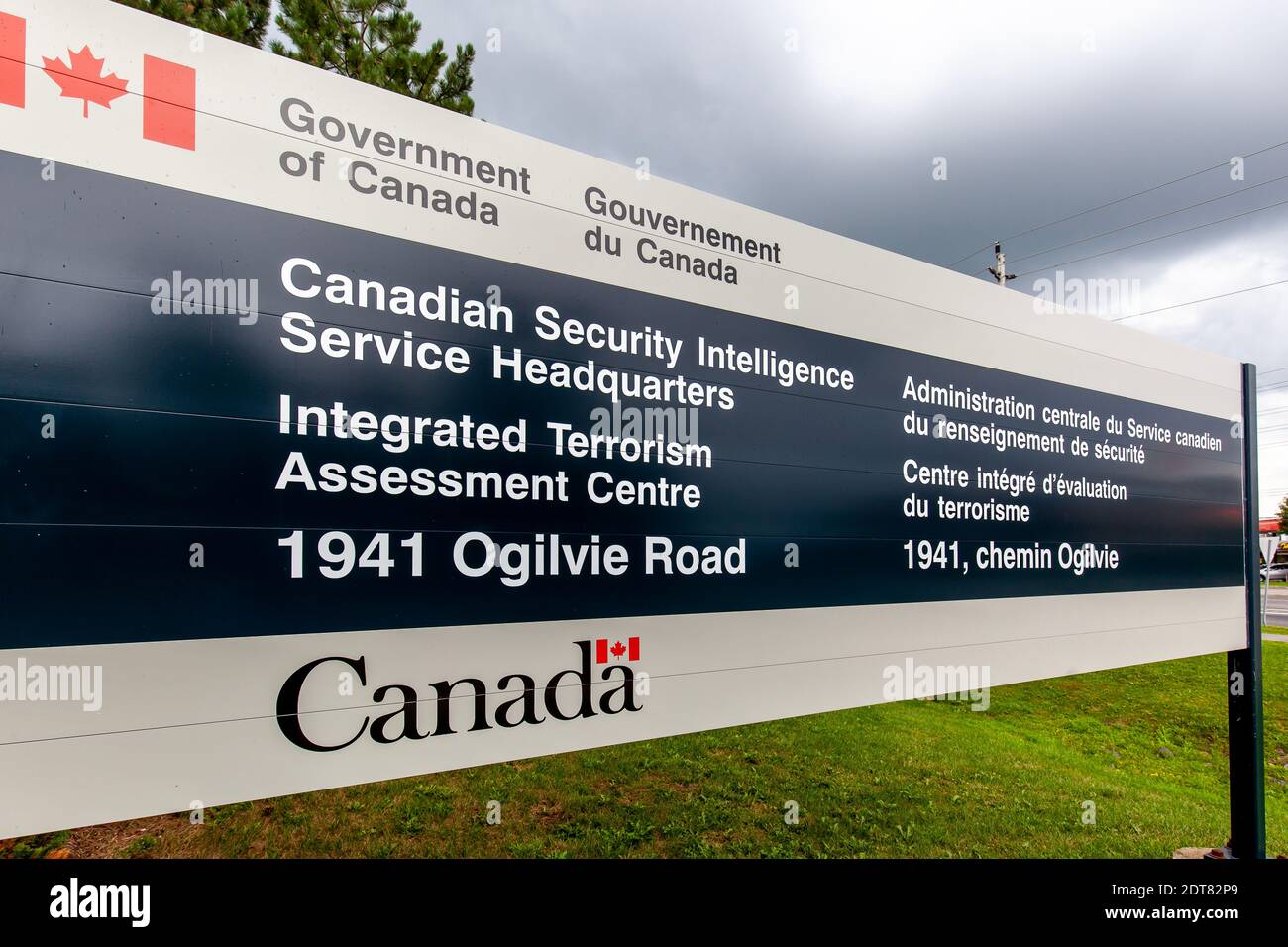 Une enseigne à l'extérieur du siège social du Service canadien du renseignement de sécurité (SCRS) à Ottawa Banque D'Images