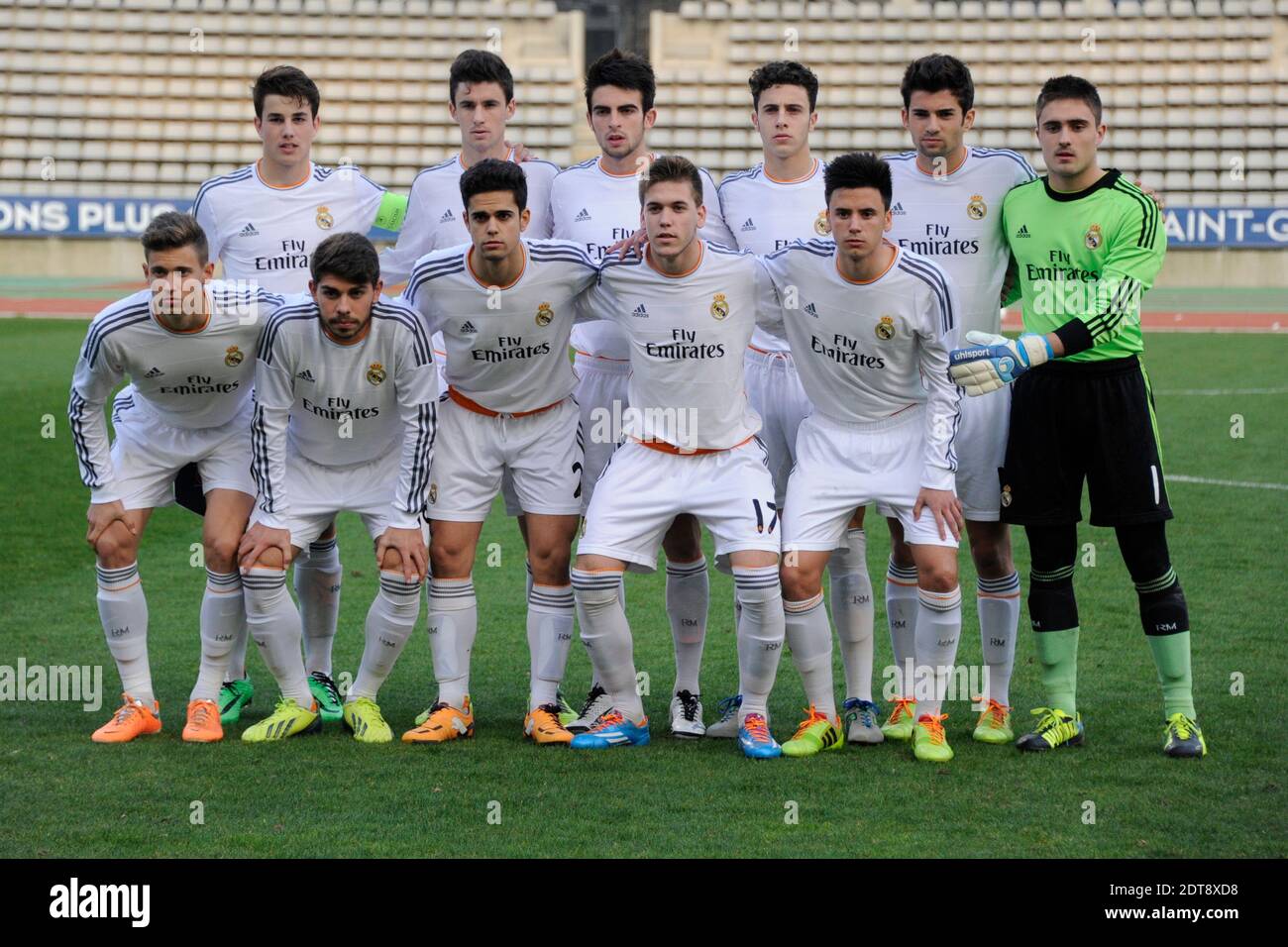 Enzo Fernandez du Real Madrid, fils de Zinedine Zidane, ancien joueur de Star, lors du quart-finale du match de football de la Ligue de la Jeunesse de l'UEFA, Paris Saint-Germain vs Real Madrid au Stade Charlety à Paris, France, le 11 mars 2014. Réel gagné 1-0. Photo de Henri Szwarc/ABACAPRESS.COM Banque D'Images