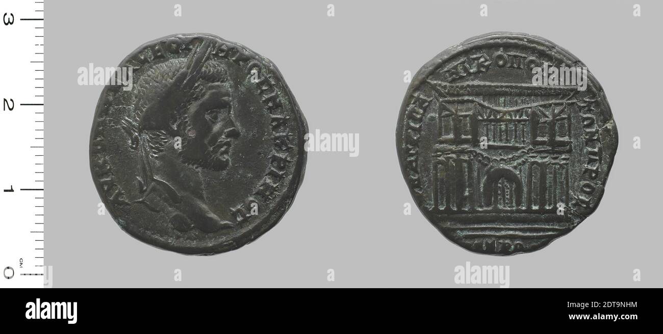 Souverain: Macrinus, empereur de Rome, ca. 165–218, gouvernée 217–18, monnaie: Nicopolis ad Istrum, pièce de Macrinus, empereur de Rome de Nicopolis ad Istrum, 217–18, cuivre, 10.03 g, 6:00, 26.4 mm, fabriqué en Nicopolis ad Istrum, Moesia Inferior, romain, 3ème siècle, Numismatique Banque D'Images