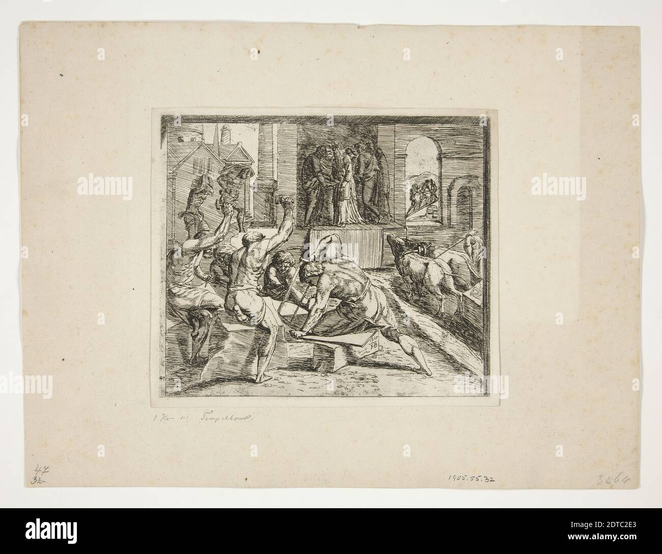 Echetcher: Orazio Borgianni, Italien, ca. 1578–1616, après : Raphaël, italien, 1483–1520, le bâtiment du Temple de Salomon à Jérusalem, des tableaux de Loggia, Etching, un des 32 estampes, platemark: 15 × 17.5 cm (5 7/8 × 6 7/8 in.), italien, 16e–17e siècle, œuvres sur papier - estampes Banque D'Images
