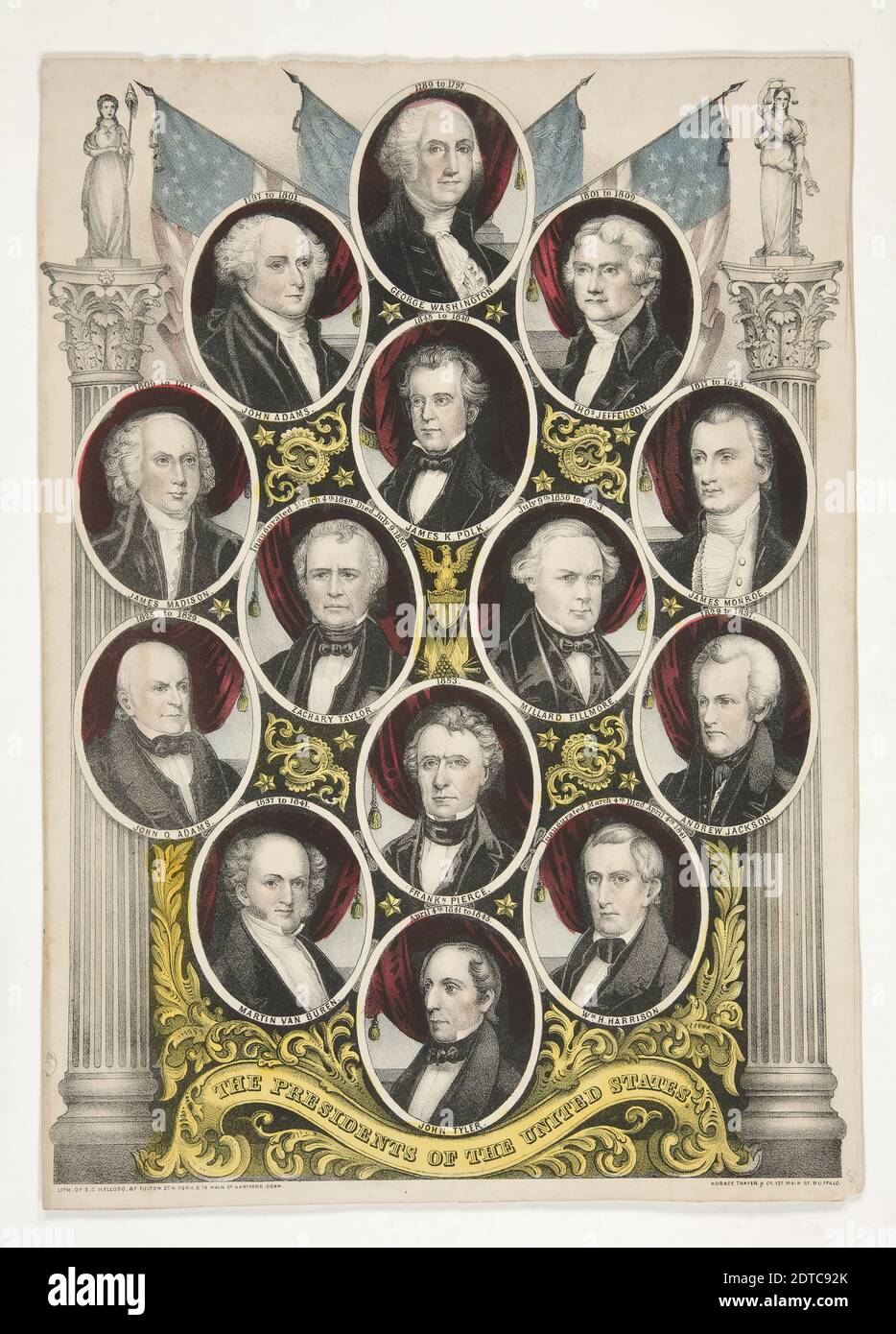 Artiste: Elijah C. Kellogg, américain, 1811–1881, les Présidents des États-Unis, lithographie couleur, image: 13 1/2 × 9 1/4 po. (34.3 × 23.5 cm), fabriqué aux Etats-Unis, américain, 19e siècle, Works on Paper - Prints Banque D'Images
