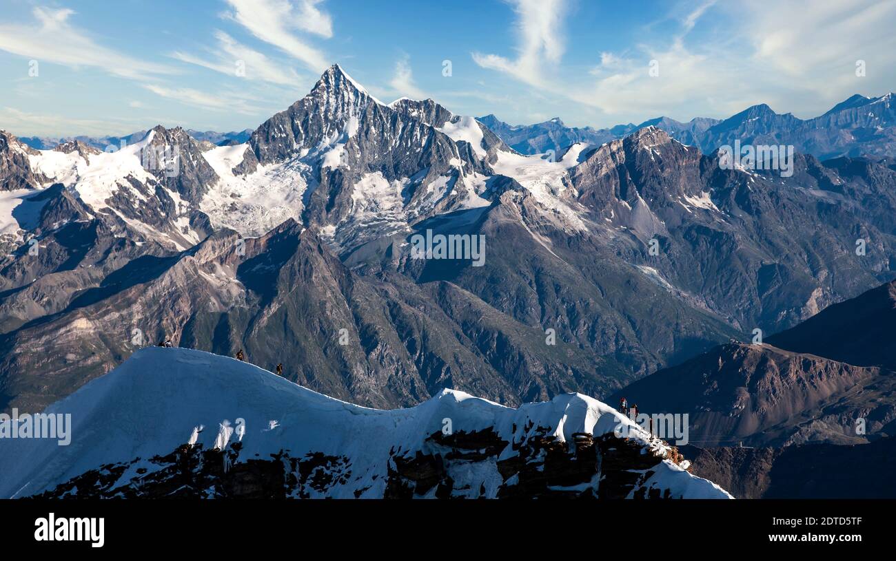 Suisse, canton de Wallis, Zermatt, vue aérienne du massif de Monte Rosa Banque D'Images